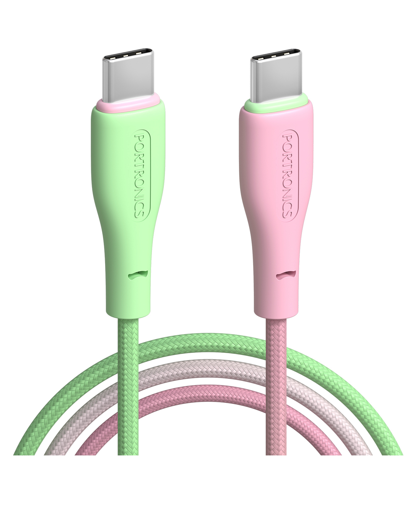 Portronics POR-3011 Hue x 60W Dual Tone Colour Type C to Type C Fast Charging Cable for Smartphones, Tablets,iPads, Laptops & Other Type C Devices, 480Mbps Data Sync, Premium Cable (Green Pink)-image-29
