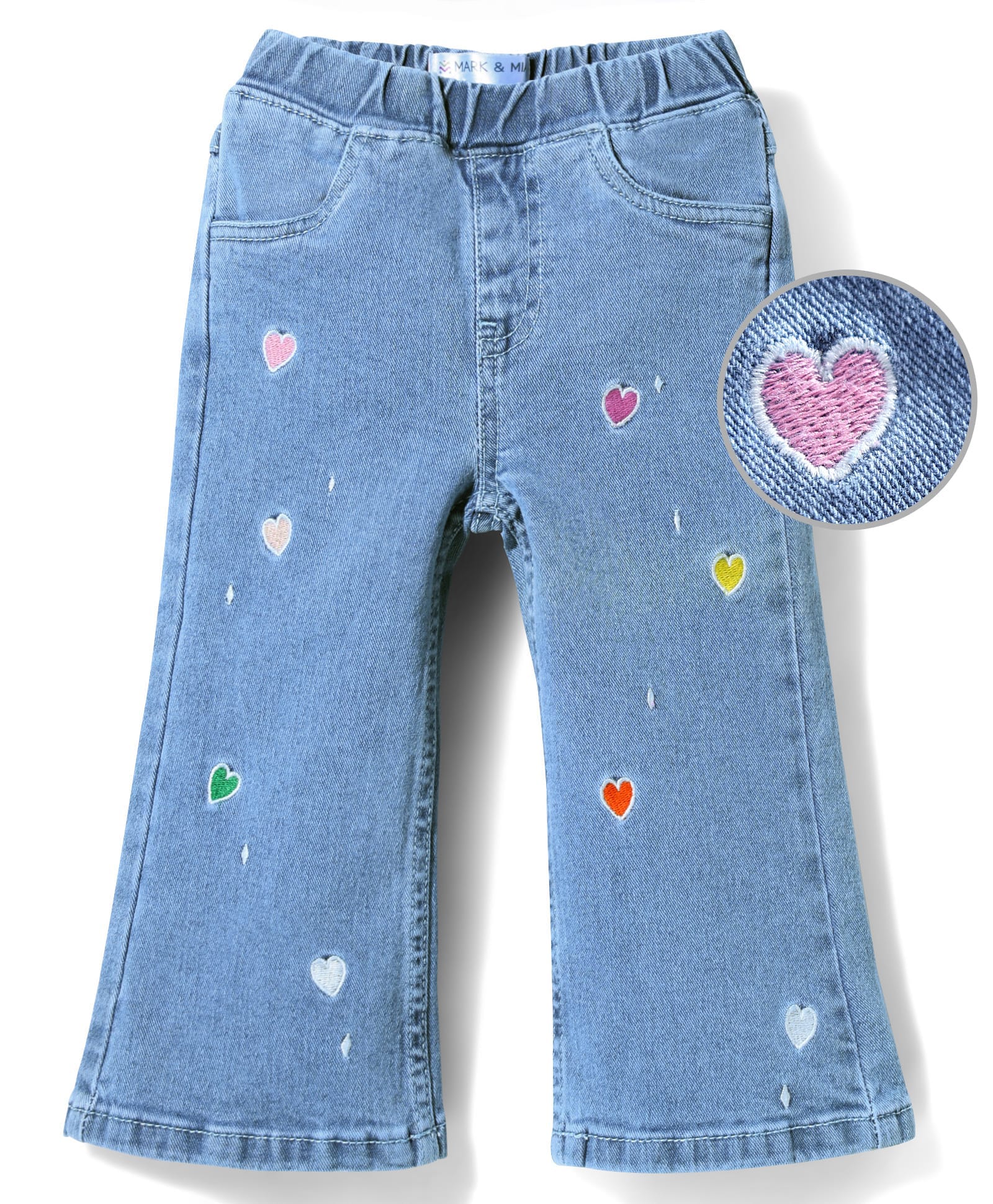 Mark & Mia Cotton Lycra Denim Full Length Jeans With Embroidery Detailing - Light Blue-picture-21