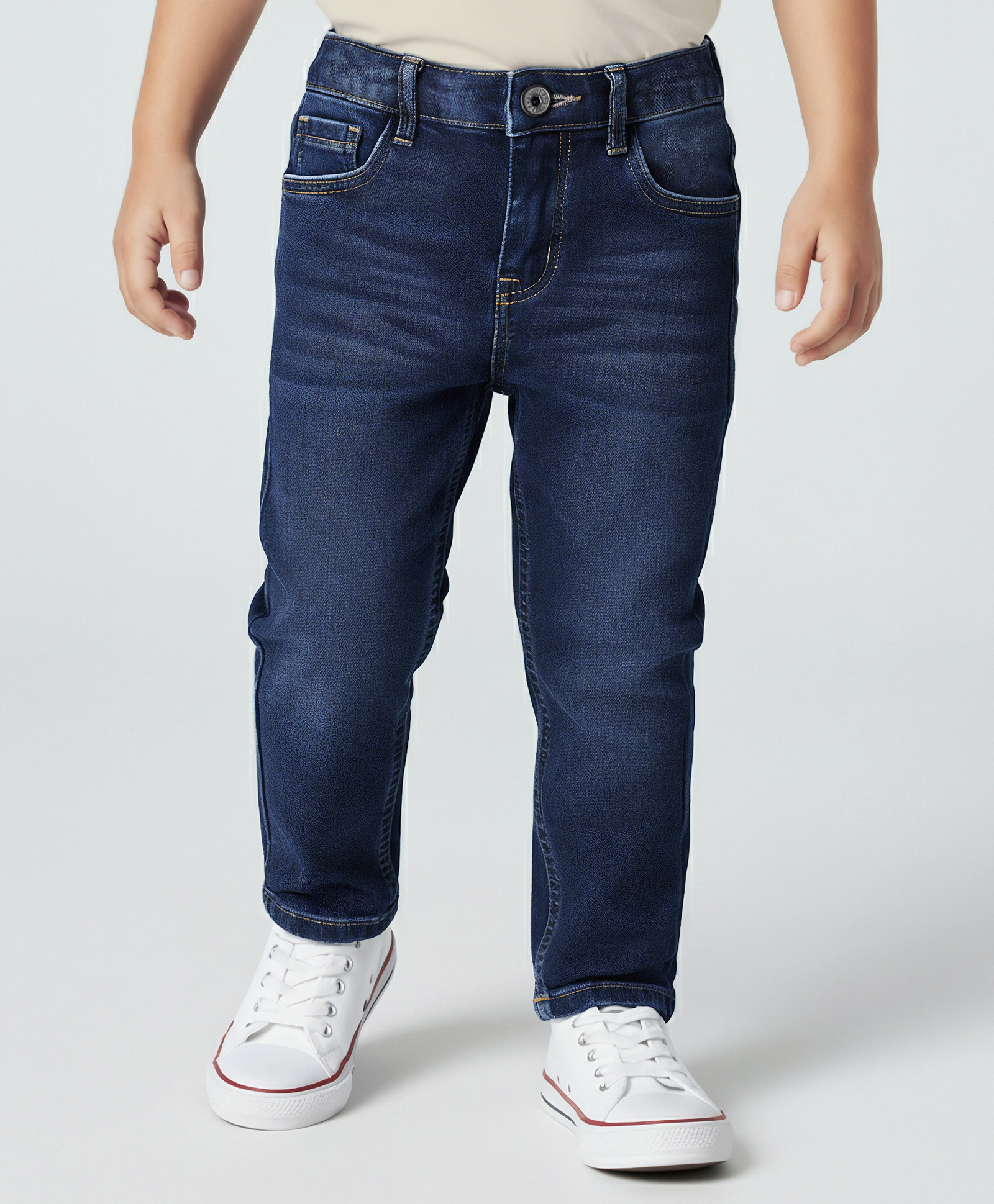 Mark & Mia Cotton Lycra Full Length Denim Jeans Solid Colour - Blue-image-31