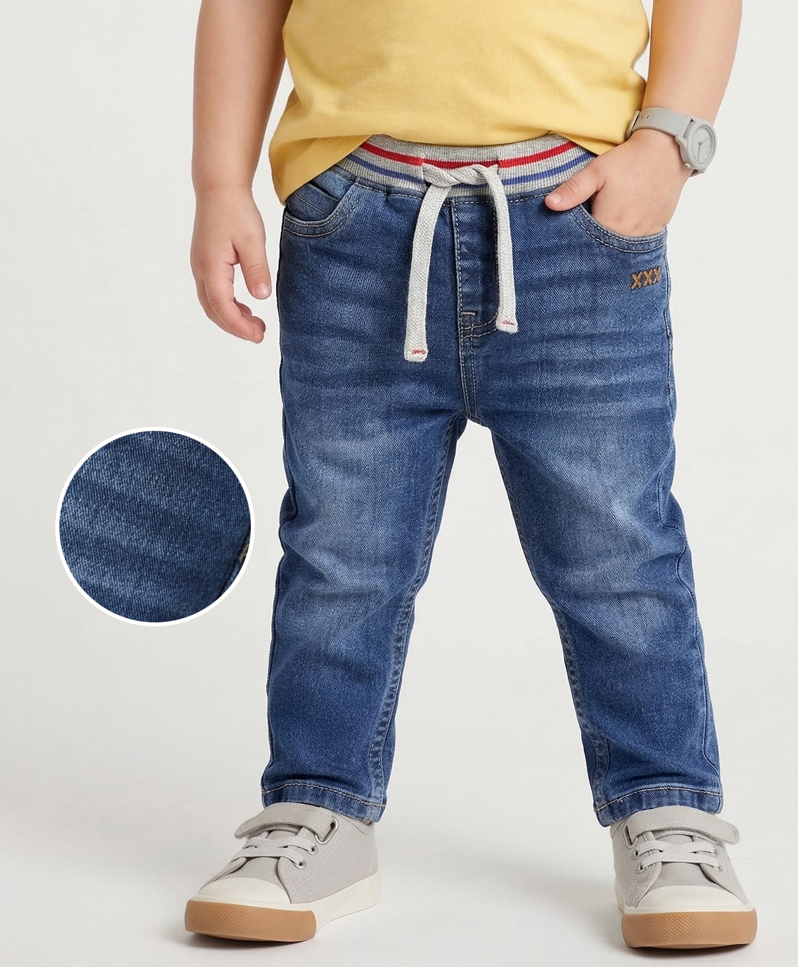 Mark & Mia Denim Full Length Solid Coloured Jeans With Tipping Rib Detailing - Blue-picture-12