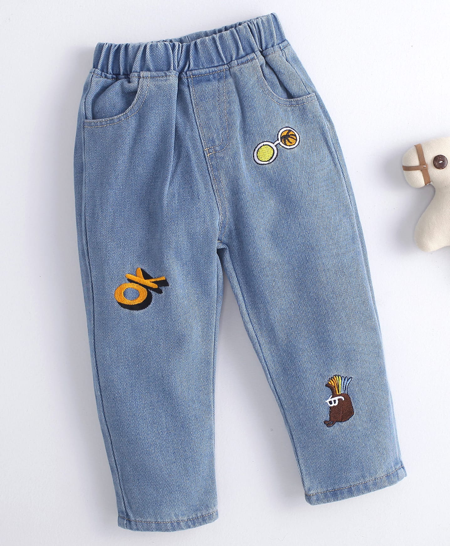 Mark & Mia Full Length Denim Jeans With Embroidery Detailing - Blue-picture-12