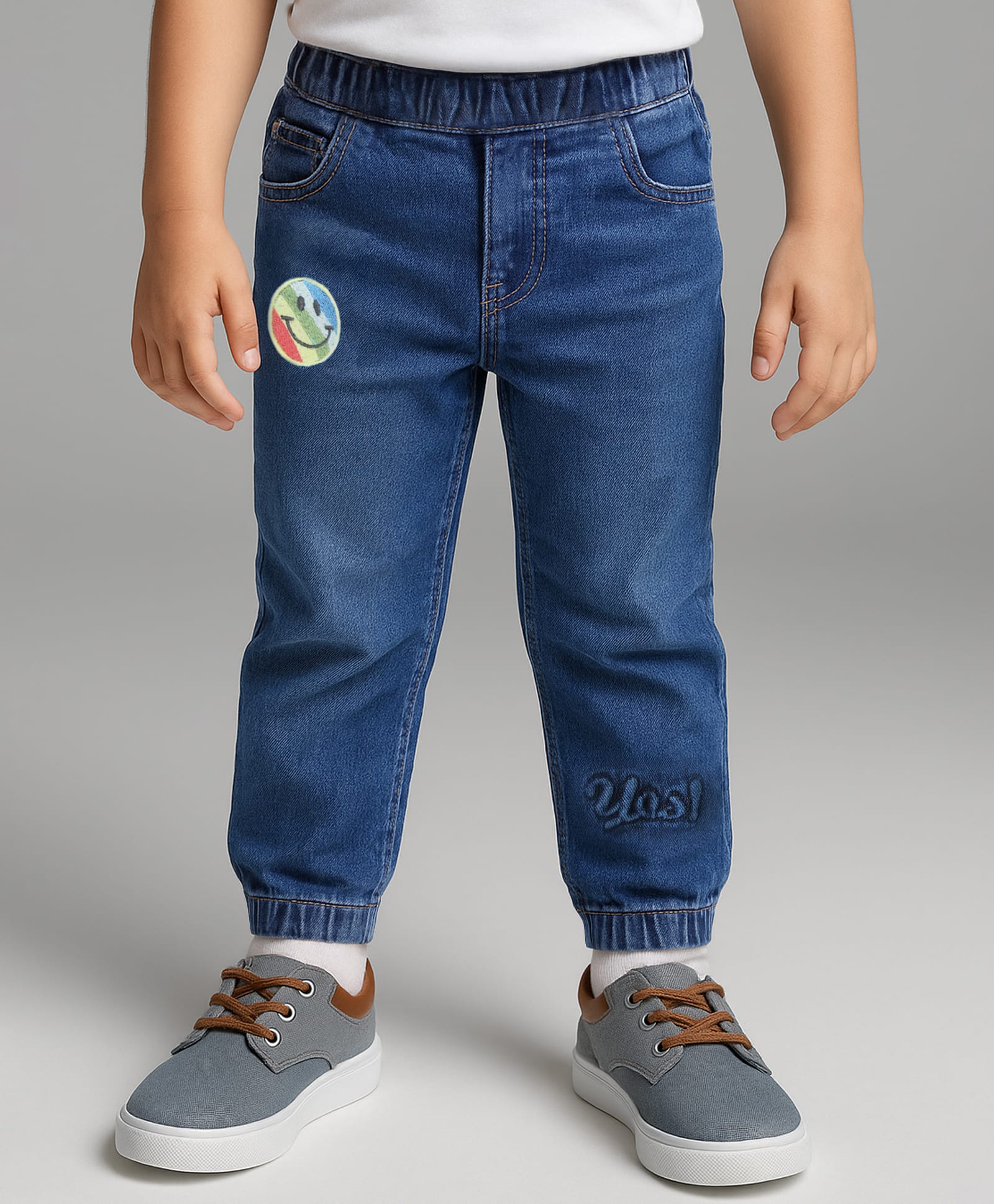 Mark & Mia Cotton Lycra Denim Full Length Jeans With Badge Detailing - Navy Blue-picture-21