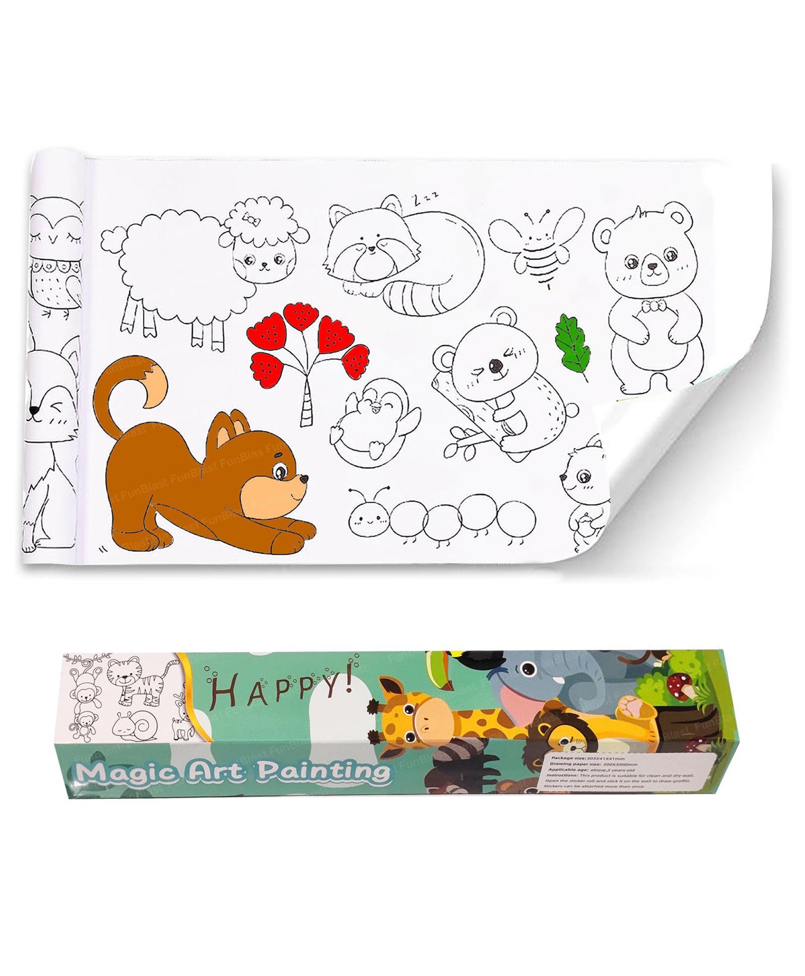 FunBlast Children DIY Coloring Paper Roll for Kids Happy Theme-picture-18