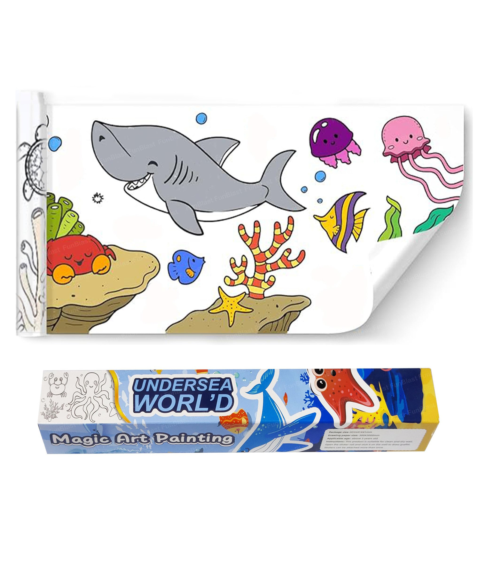 FunBlast Children DIY Coloring Paper Roll for Kids Under Sea Theme-image-26