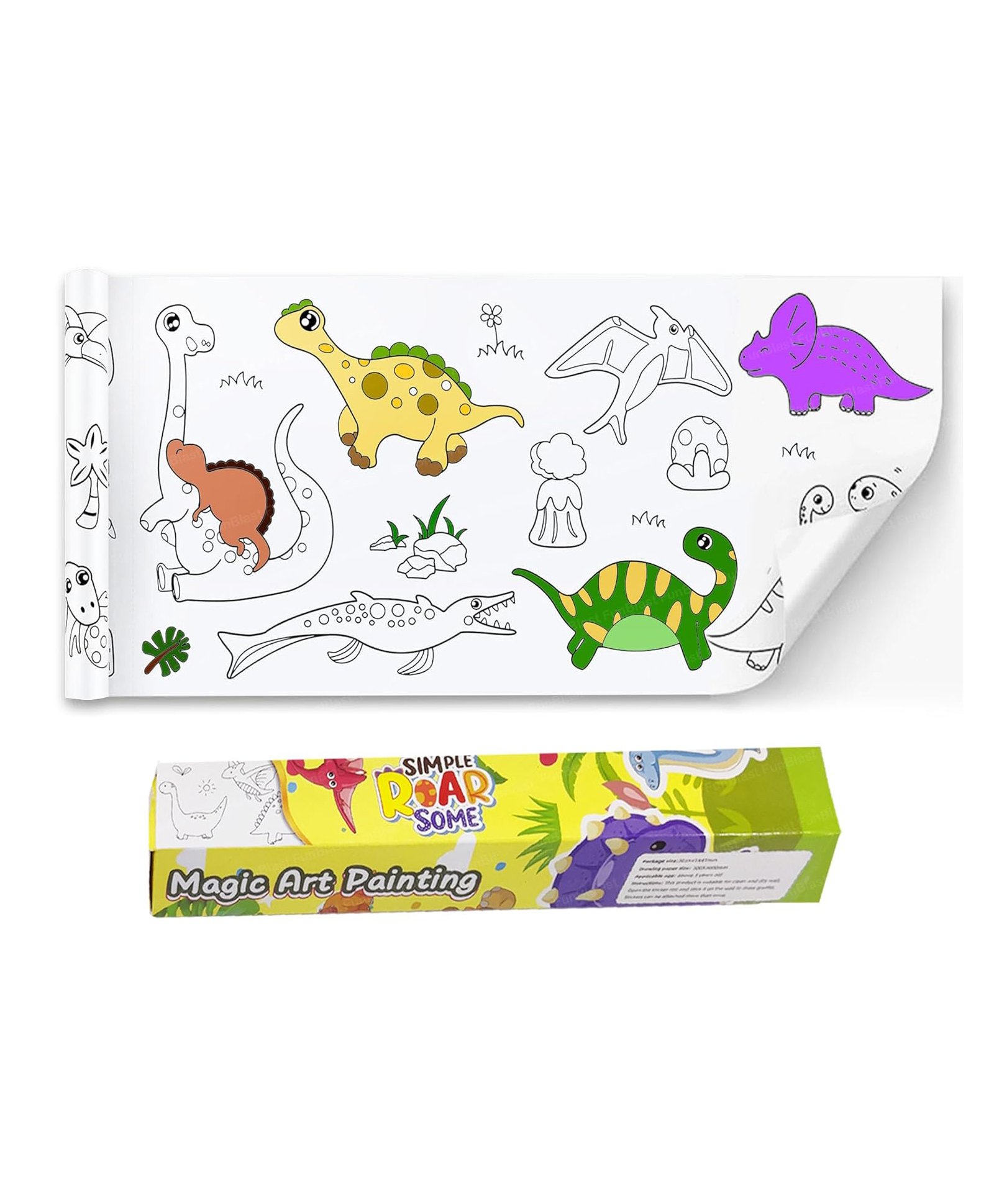 FunBlast Children DIY Coloring Paper Roll for KidsDino Theme-picture-11