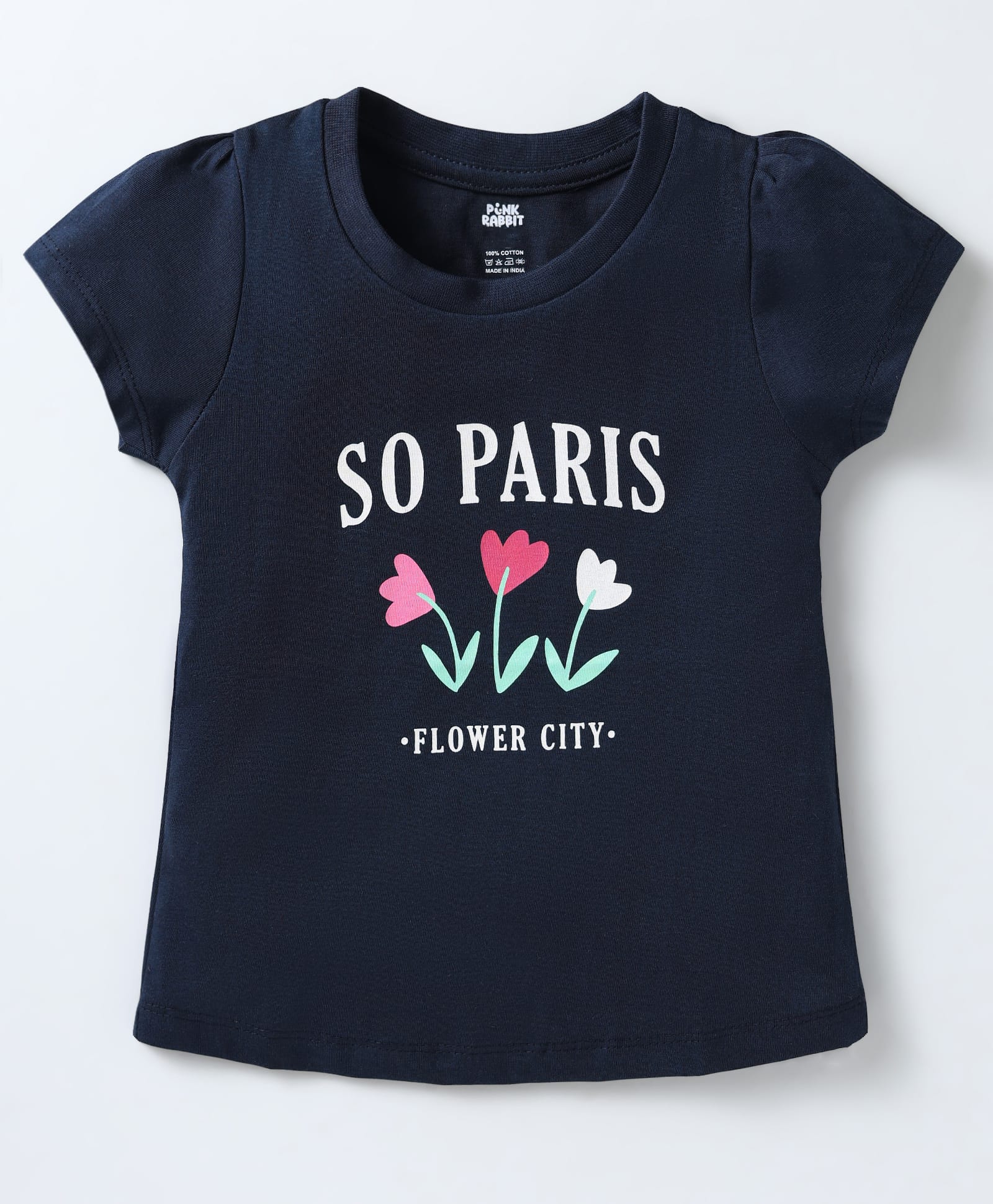 Pink Rabbit Single Jersey Knit Half Sleeves T-Shirt with Text Print - Black-image-18