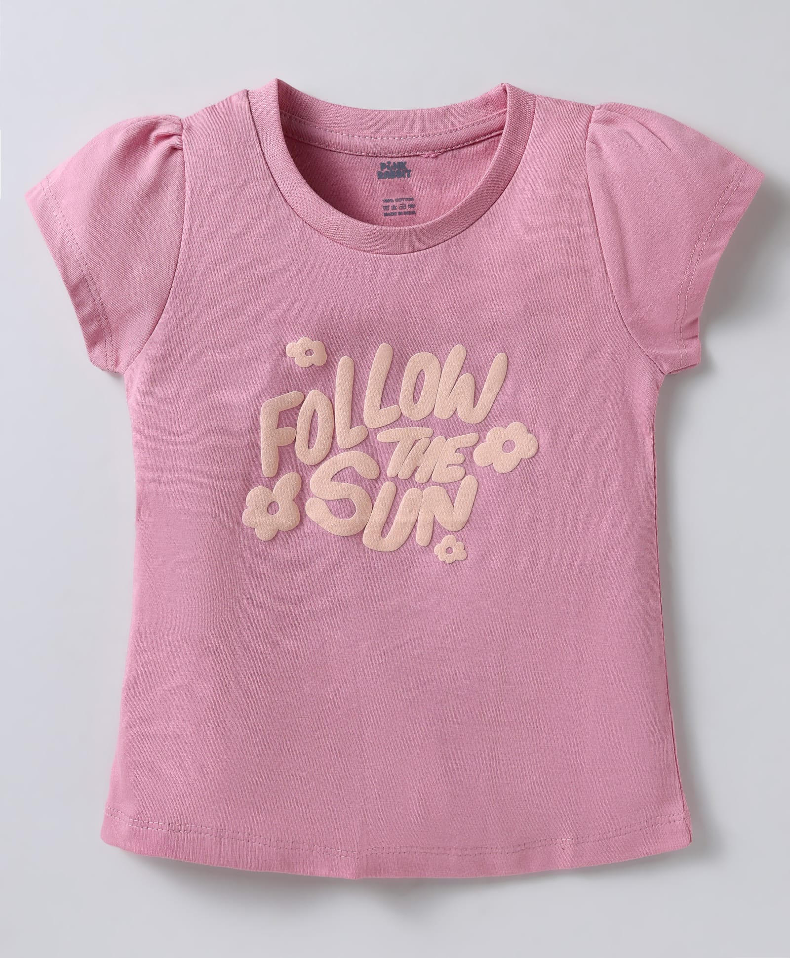 Pink Rabbit Single Jersey Knit Half Sleeves T-Shirt with Text Print - Pink-picture-14