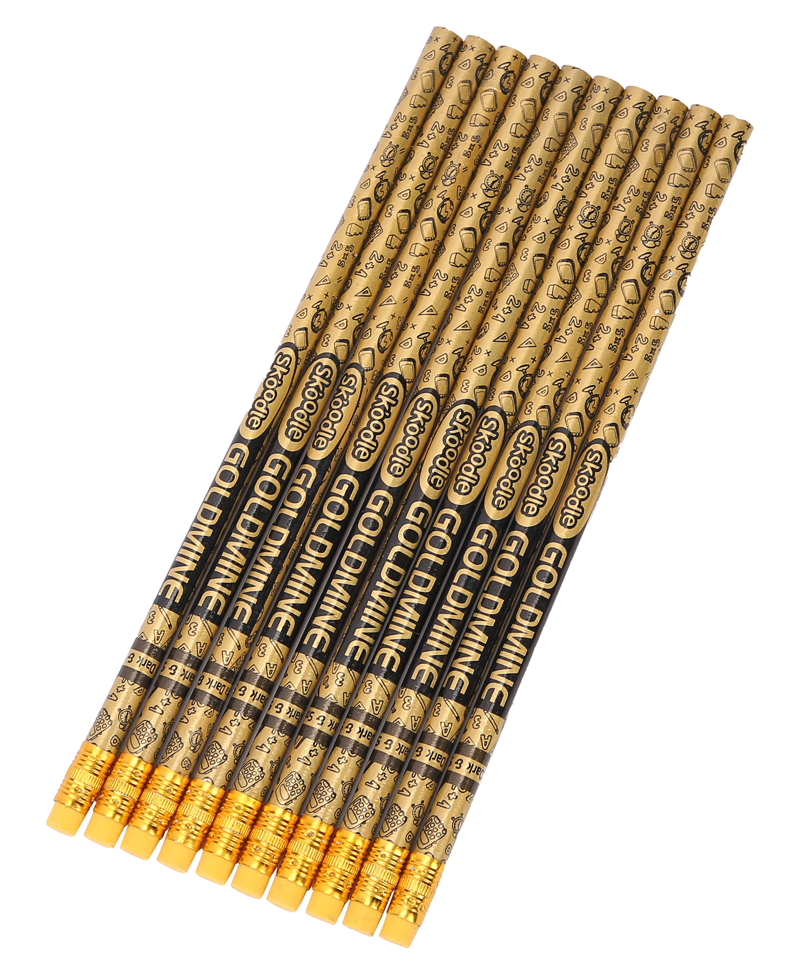 Skoodle Goldmine Rubber Tip Pencil Pack of 10 With Sharpener - Golden-picture-10