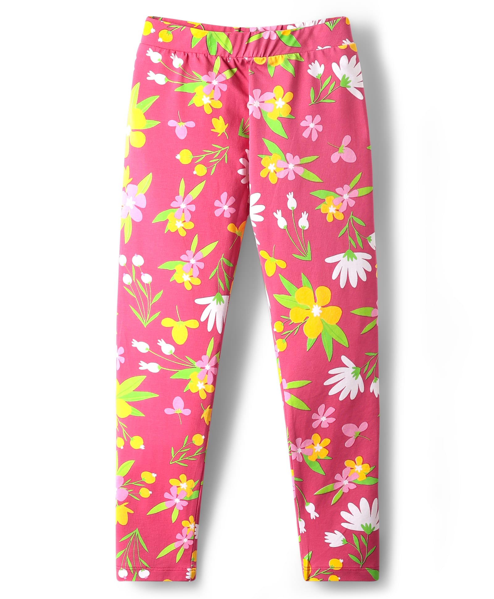 Pine Kids Cotton Lycra Knit Full Length Leggings With Floral Print - Dark Pink-picture-33