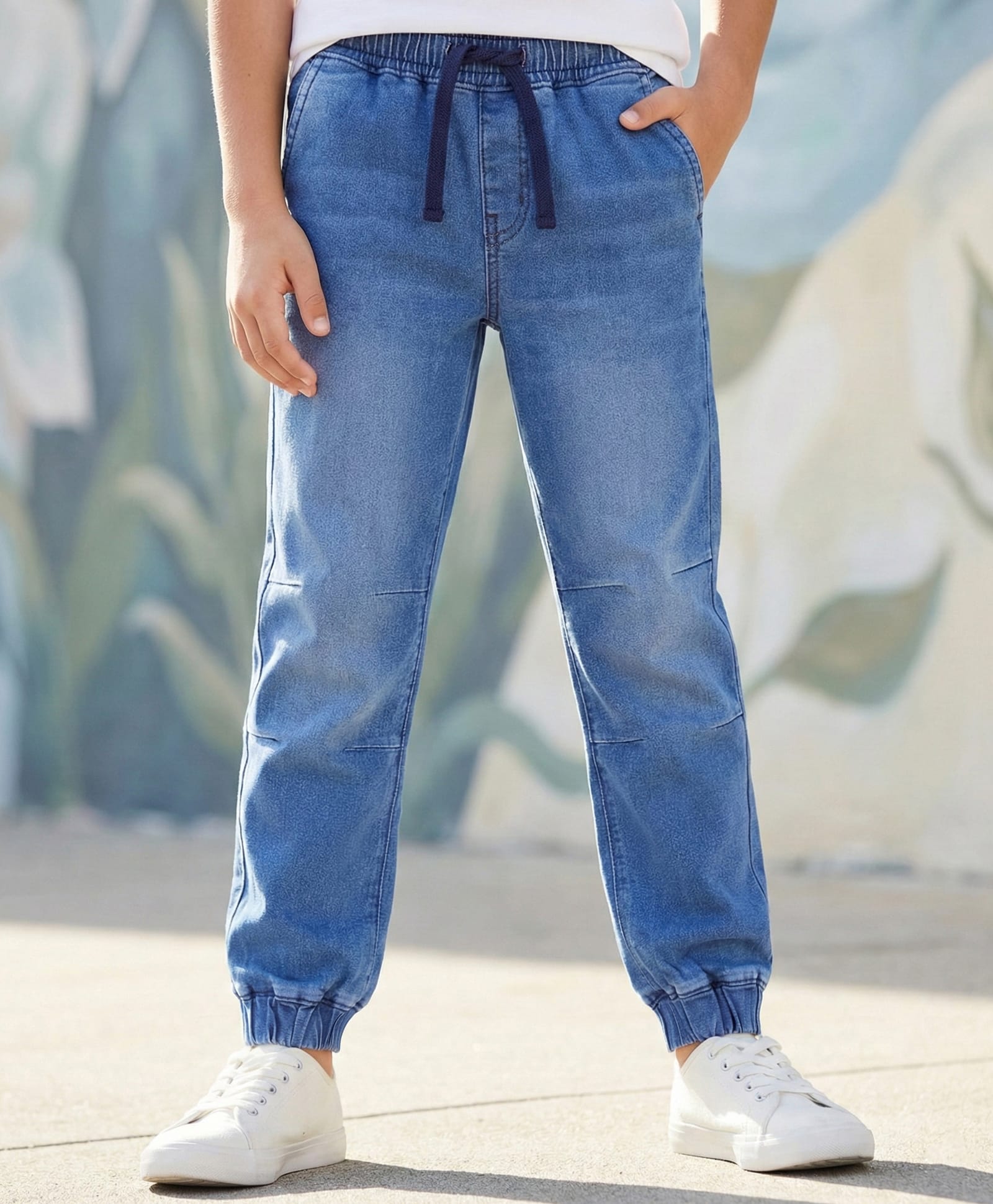 Pine Kids Denim Woven Full Length Washed Jeans - Blue-picture-21