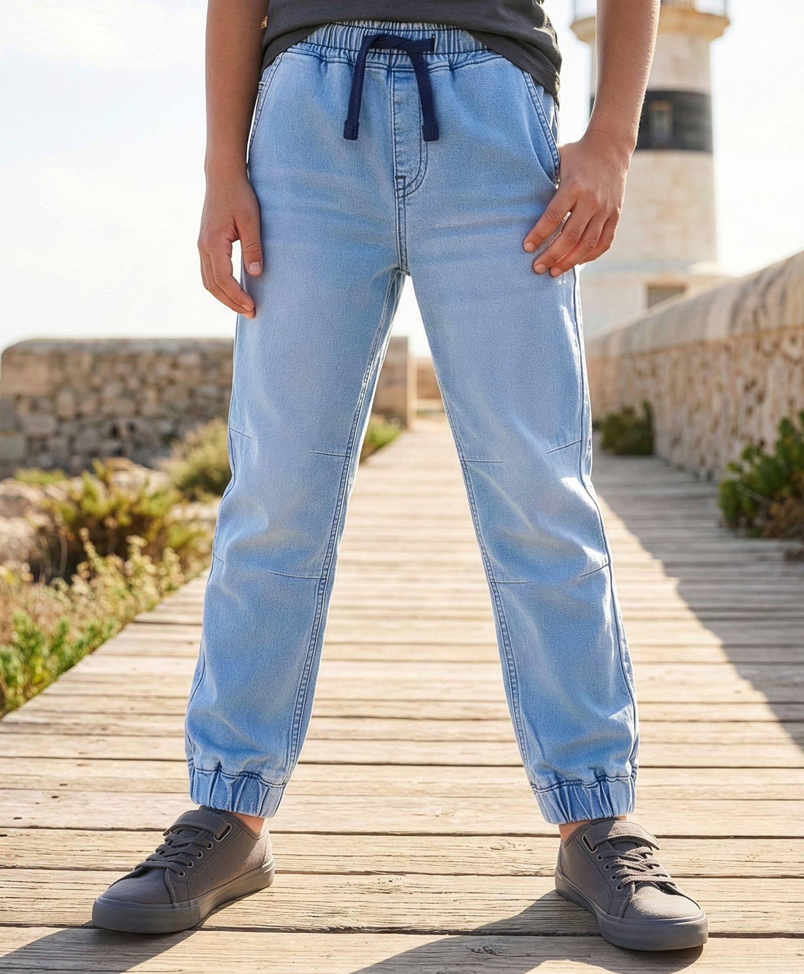Pine Kids Denim Woven Full Length Washed Jeans - Light Blue-picture-23