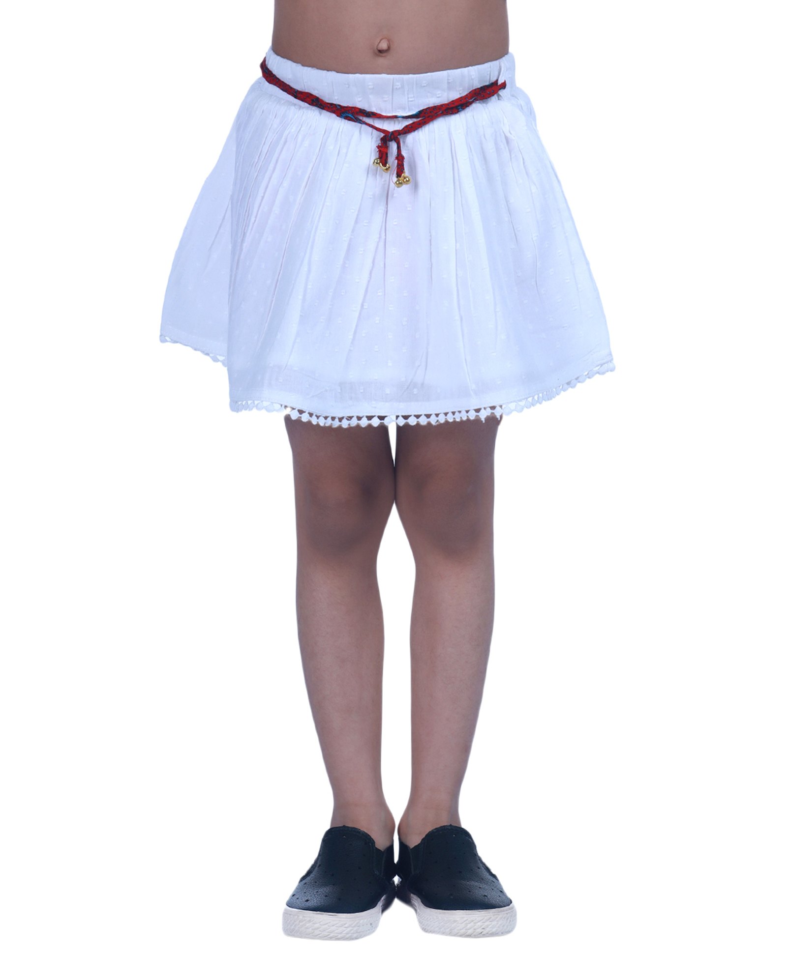 Creative Kids Cotton Woven Swiss Dots Embroidered Skirt - White-picture-31