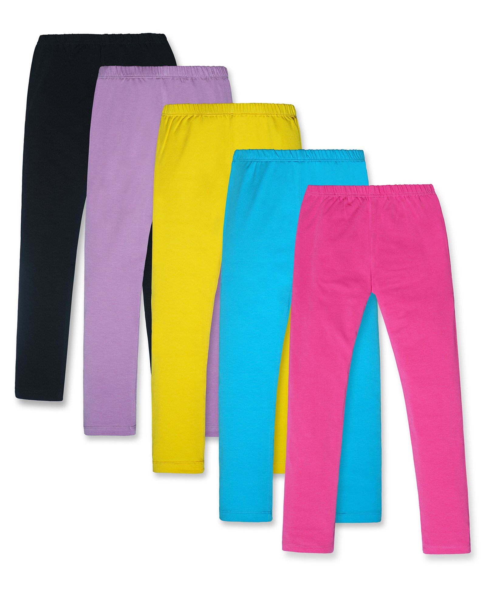 Nino Togs Cotton Lycra Pack Of 5 Solid Stretchable Leggings - Multi Colour-picture-15