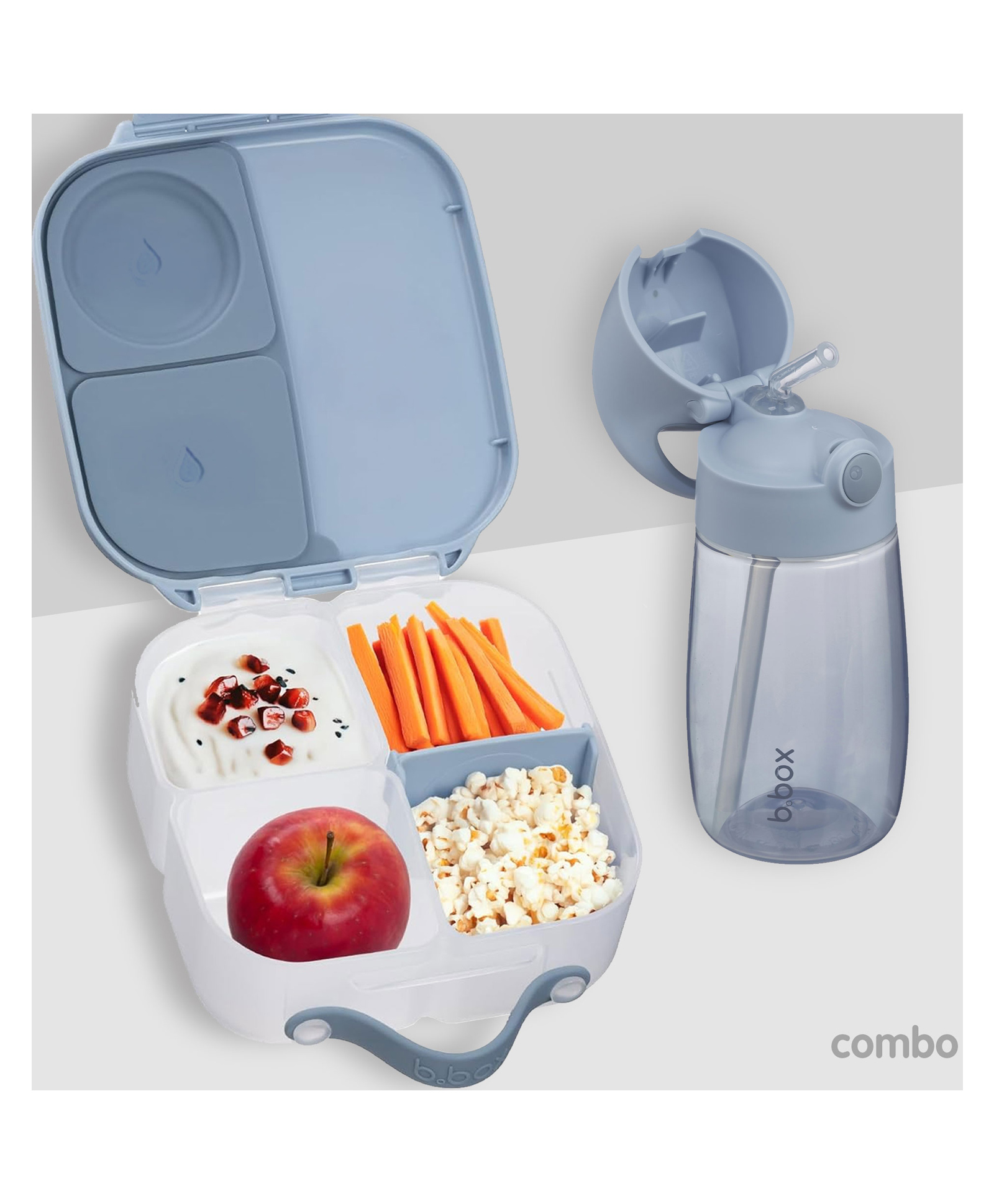 B.Box Leakproof Water Bottle with Medium Lunchbox - Kids School Lunch Kit- Blue-picture-13