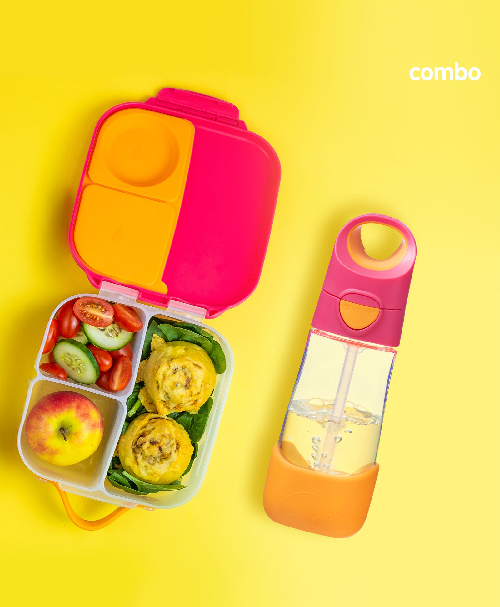 B.Box Leakproof Water Bottle with Medium Lunchbox - Kids School Lunch Kit- Pink-picture-19