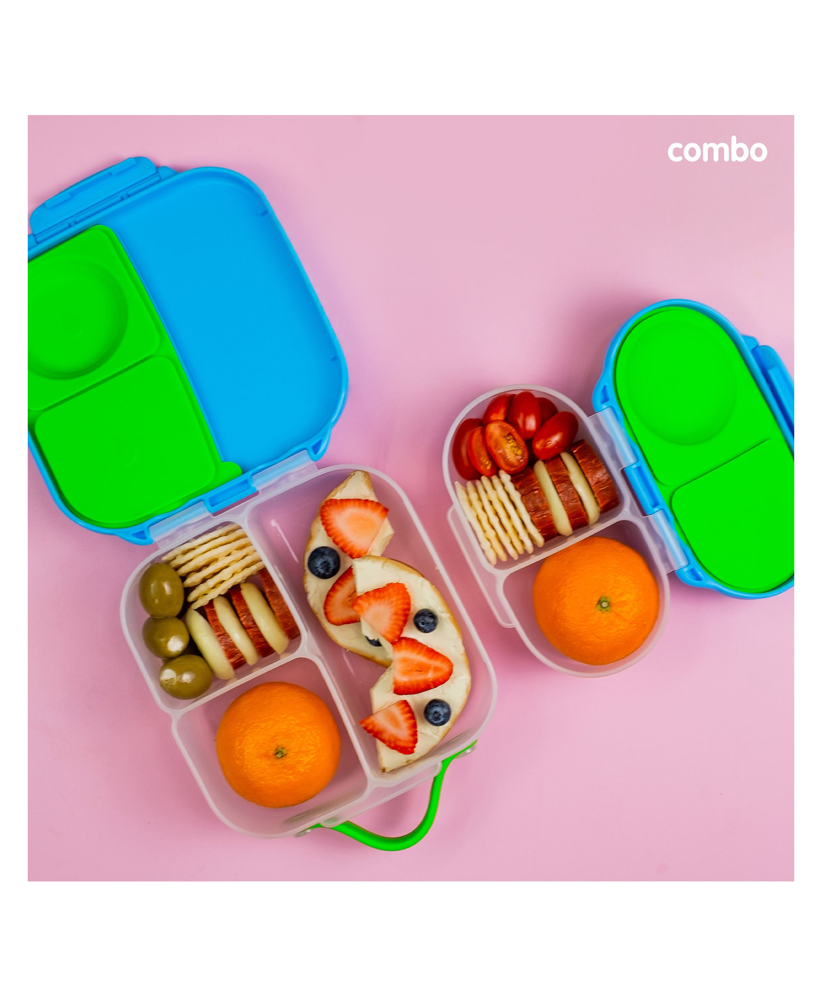 B.Box Small & Medium Lunchbox Combo -Toddler & Kids Tiffin Set for School - Blue-picture-16
