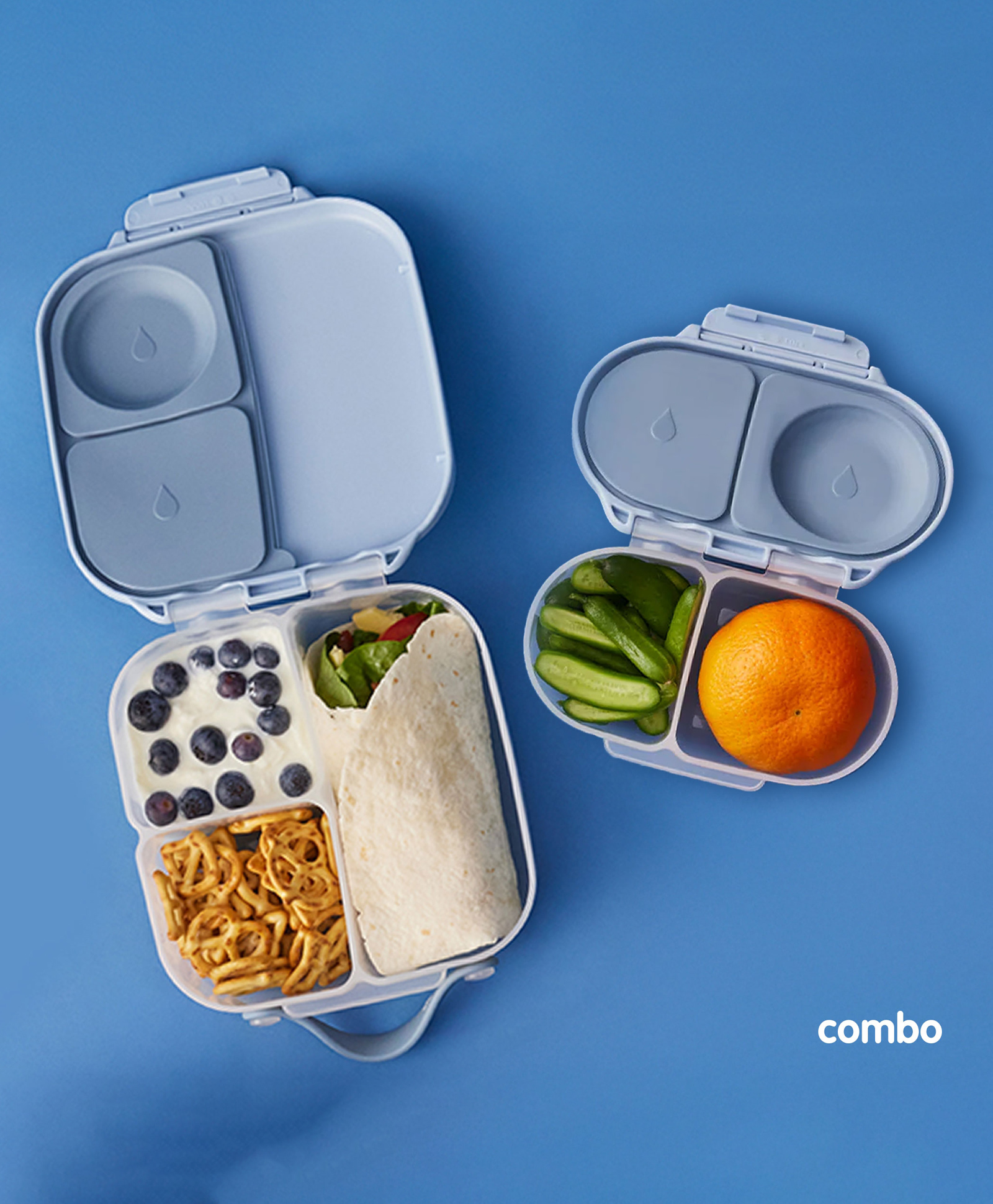 B.Box Small & Medium Lunchbox Combo -Toddler & Kids Tiffin Set for School - Blue-picture-20