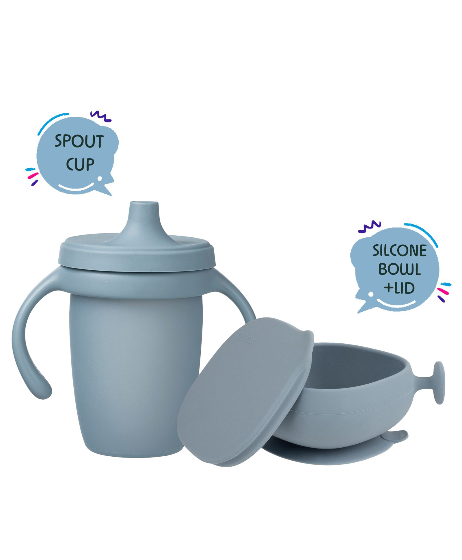 B.Box Silicone Feeding Bowl & Cup - Baby Weaning Feeding Set (6 Months+) - Pink-image-2