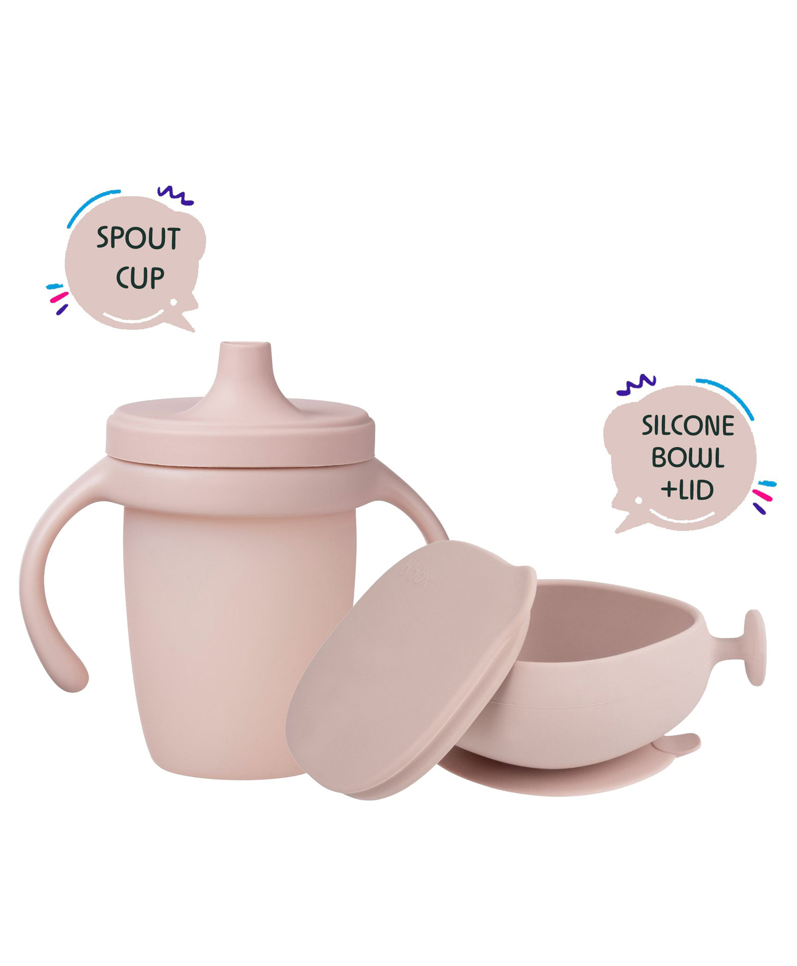 B.Box Silicone Feeding Bowl & Cup - Baby Weaning Feeding Set (6 Months+) - Pink-picture-32