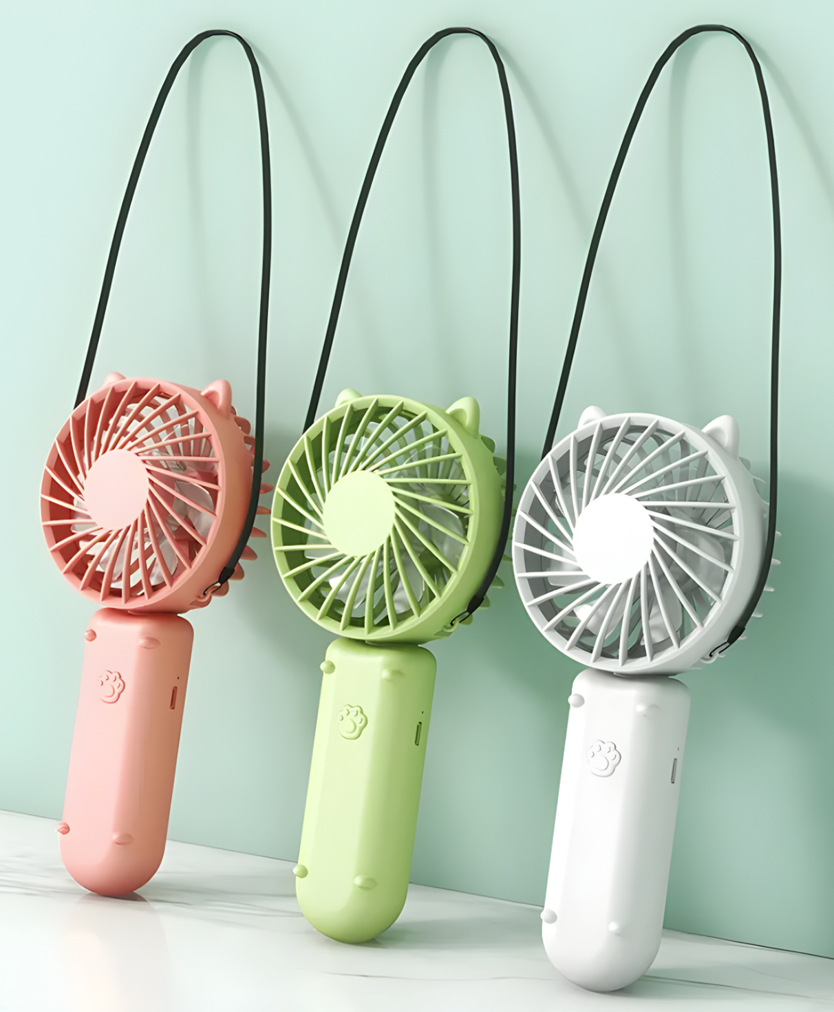 COZY VIBES Portable USB Rechargeable Table Fan Mini 90-Degree Adjustable With 3 Wind Modes Wearable Hand Neck Fans for Car & Home Use - PACK OF 1 - COLOR MAY VARY-image-39