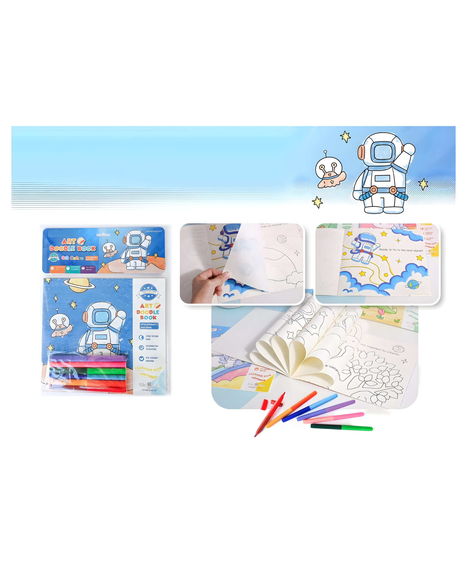 SCHOOLISH Cute Animal Art Doodle Drawing Book,Children's Graffiti Painting Paper Book with 6 Pcs Marker,Cartoon Design Sketch Book for Kids, Birthday Return Gifts for Kids - PACK OF 1 - COLOR MAY VARY-image-24