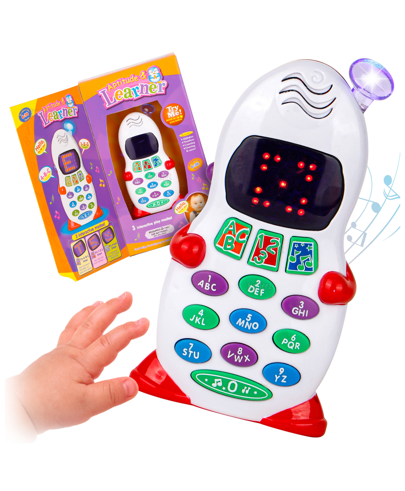 Fiddlerz Interactive Learning Phone Toy for Kids with Light Music Alphabet Number 3 Play Modes Battery Operated Educational Toy for Toddlers Age 3+-image-2