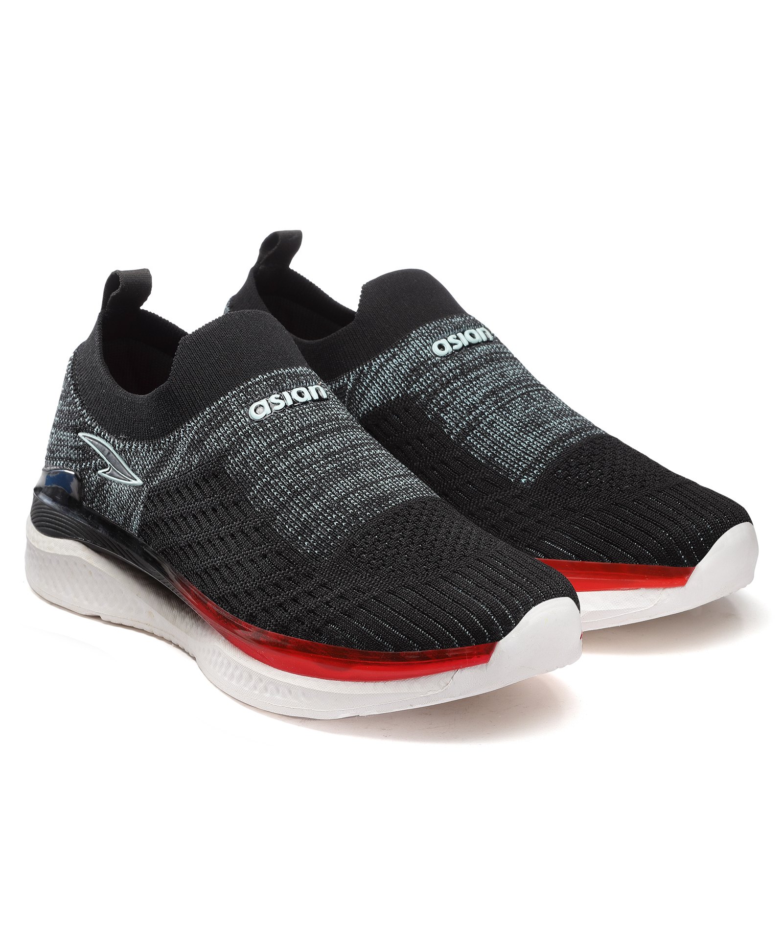 asian Colour Blocked Slip On Walking Shoes - Black-image-4