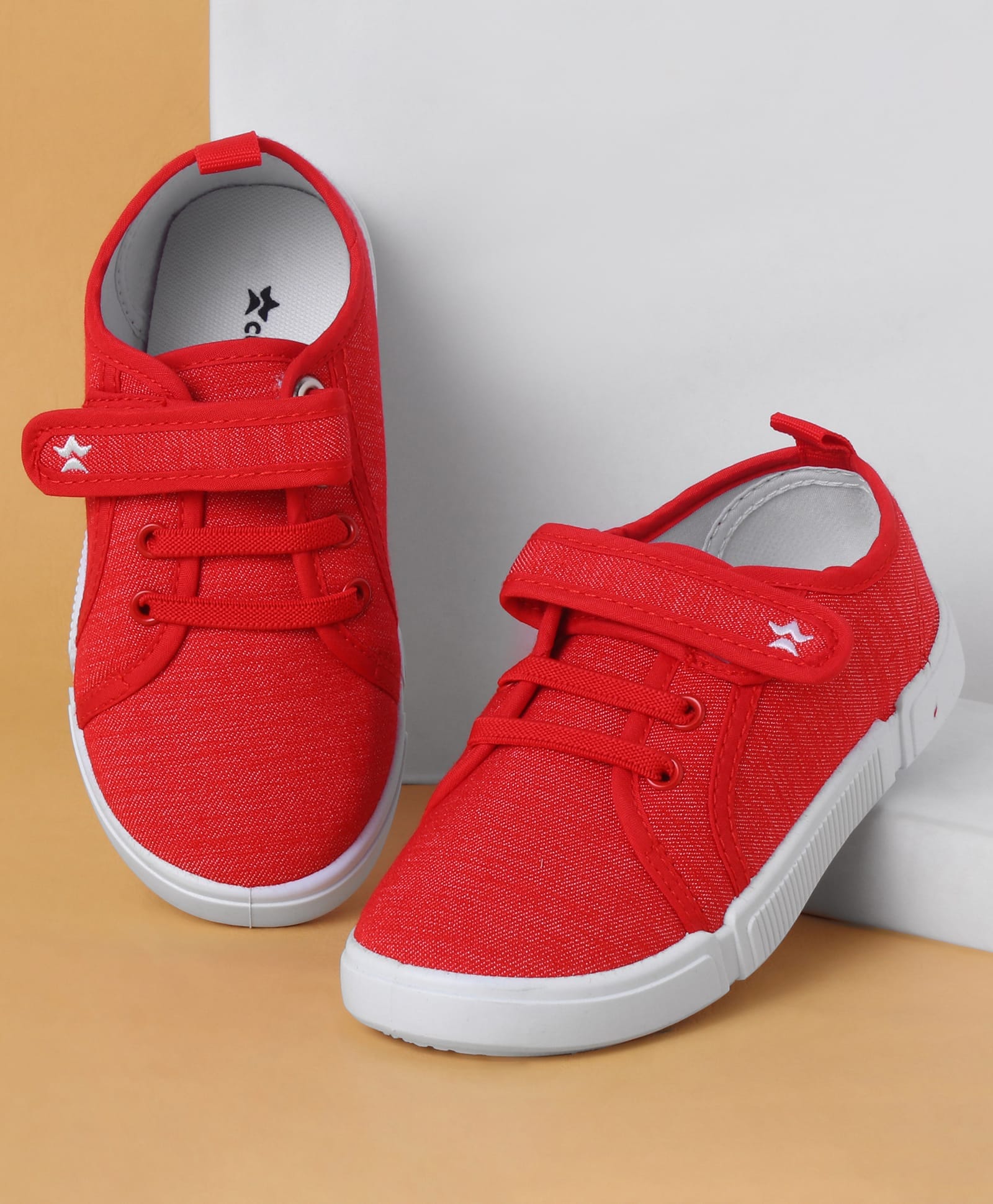 cute walk by babyhug casual shoes with velcro closure - red