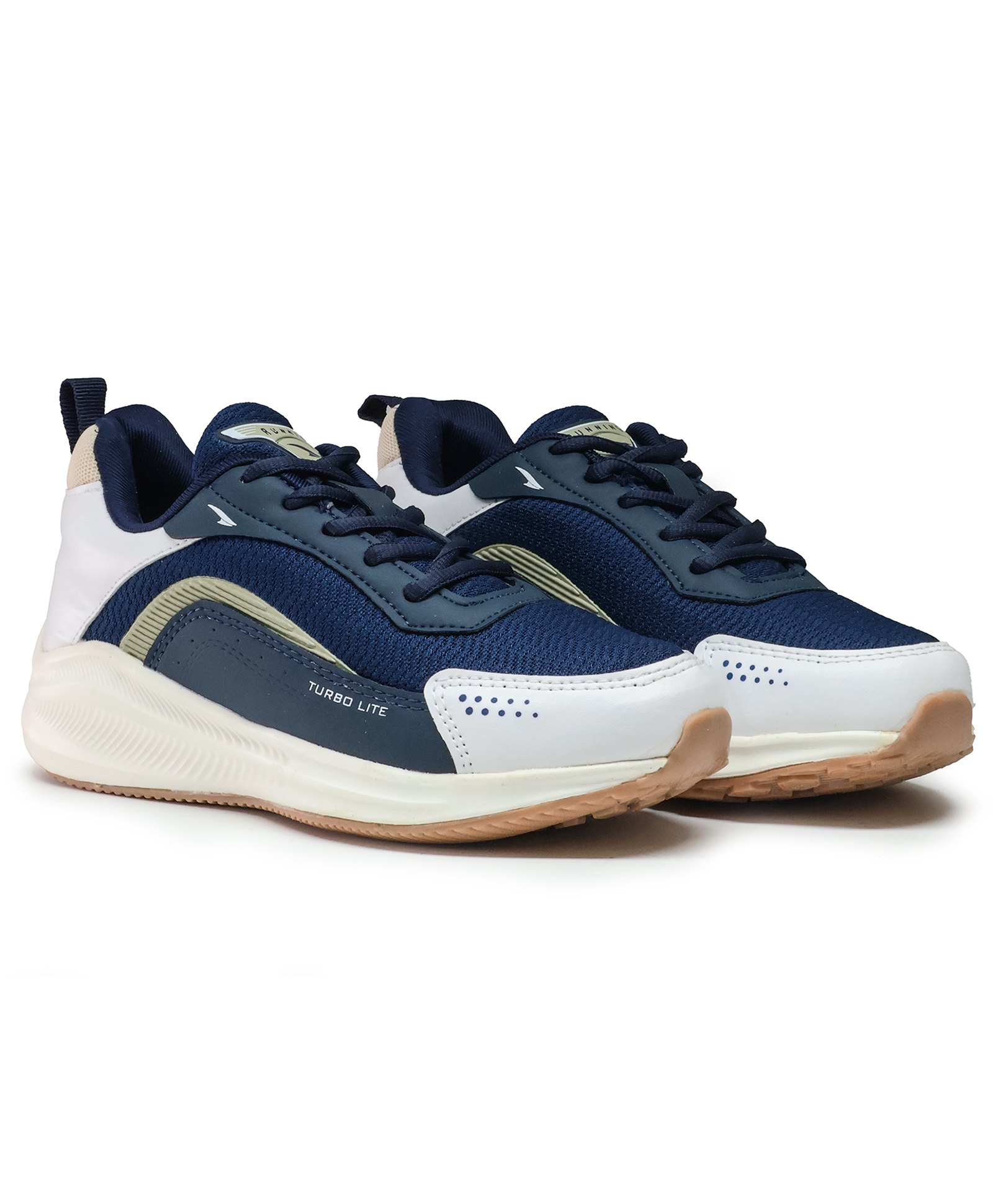 asian Colour Blocked Lace Up Running Shoes - Navy Blue White & Beige-picture-24