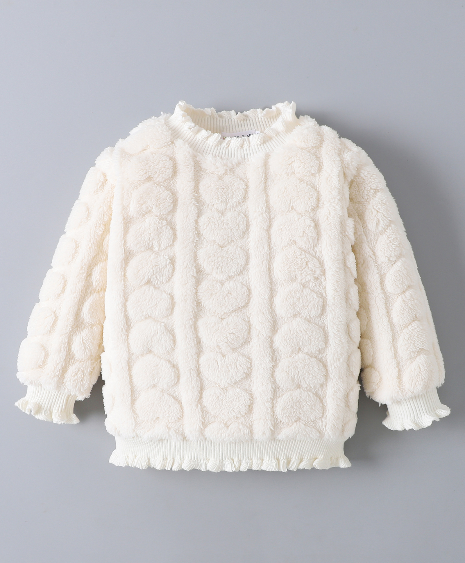 Mark & Mia Full Sleeves Solid Sweatshirt - Cream-image-4