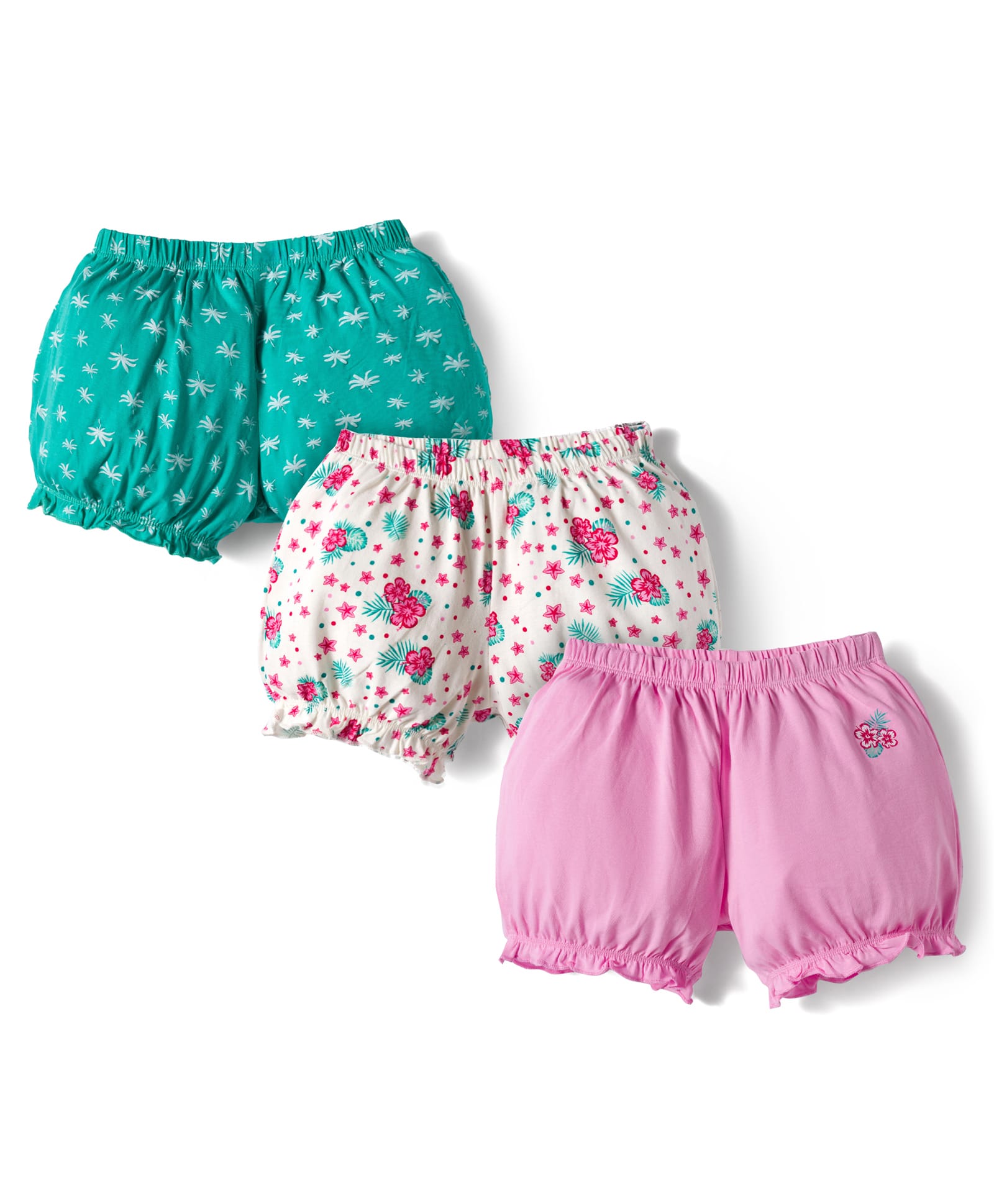 Pine Kids Cotton Elastane Knit Bloomers with Floral Print Pack of 3 (Color May Vary)-picture-16