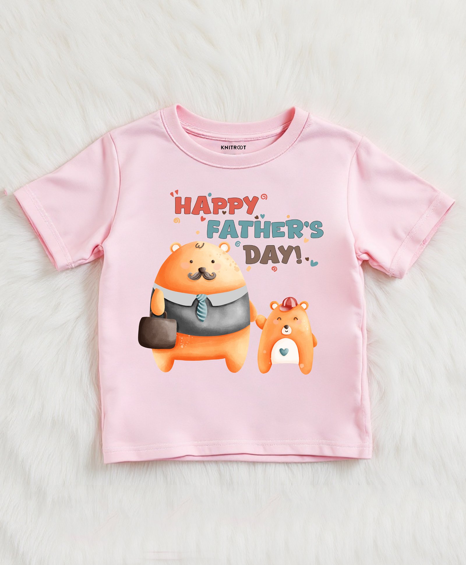 KNITROOT Fathers Day Theme Half Sleeves Happy Fathers Day Text Printed Tee - Pink-image-39