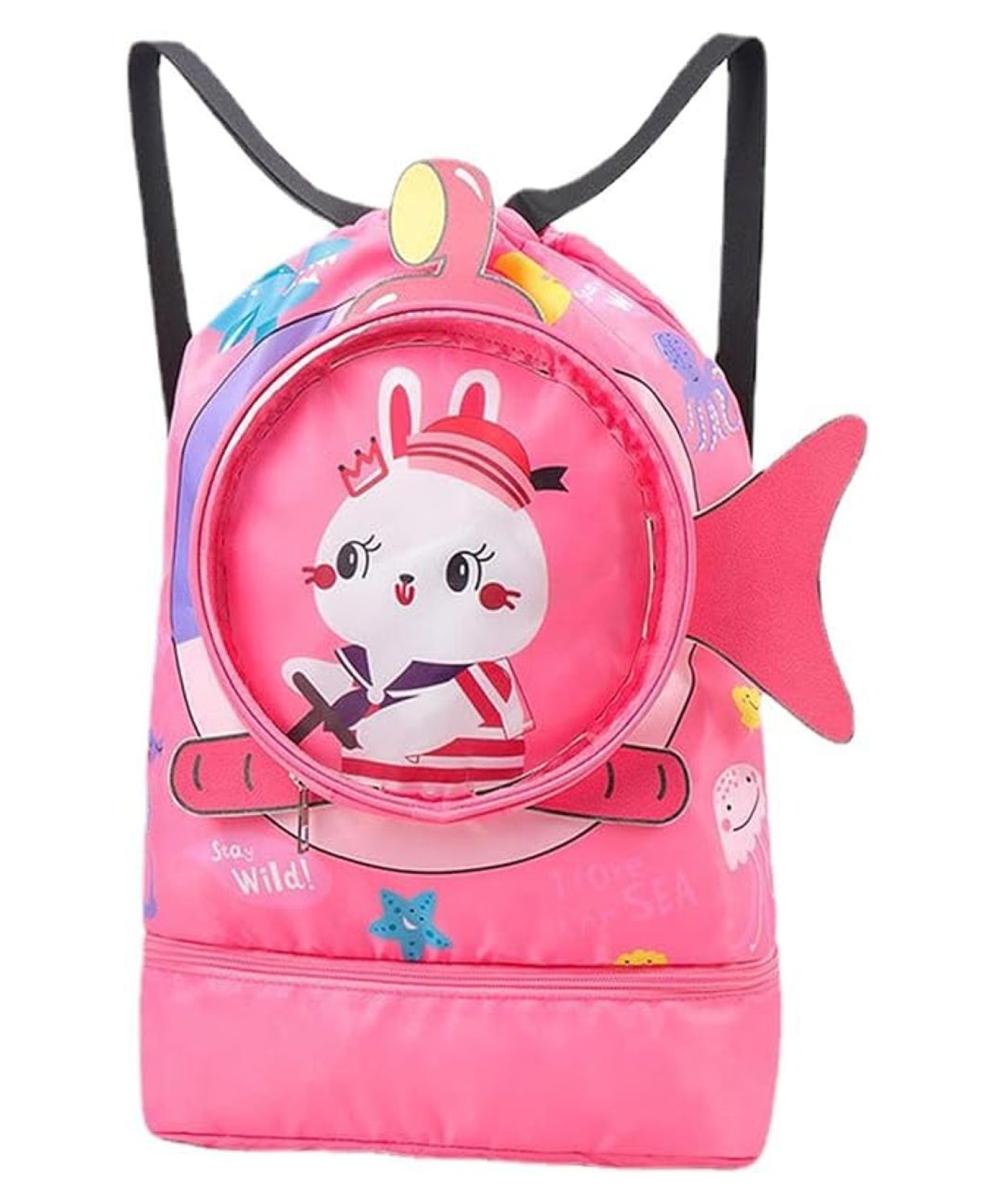 New Pinch Children's swimming bag dry and wet separation waterproof storage bag children's sports portable cute cartoon beach backpack (PINK ) design may vary-image-1