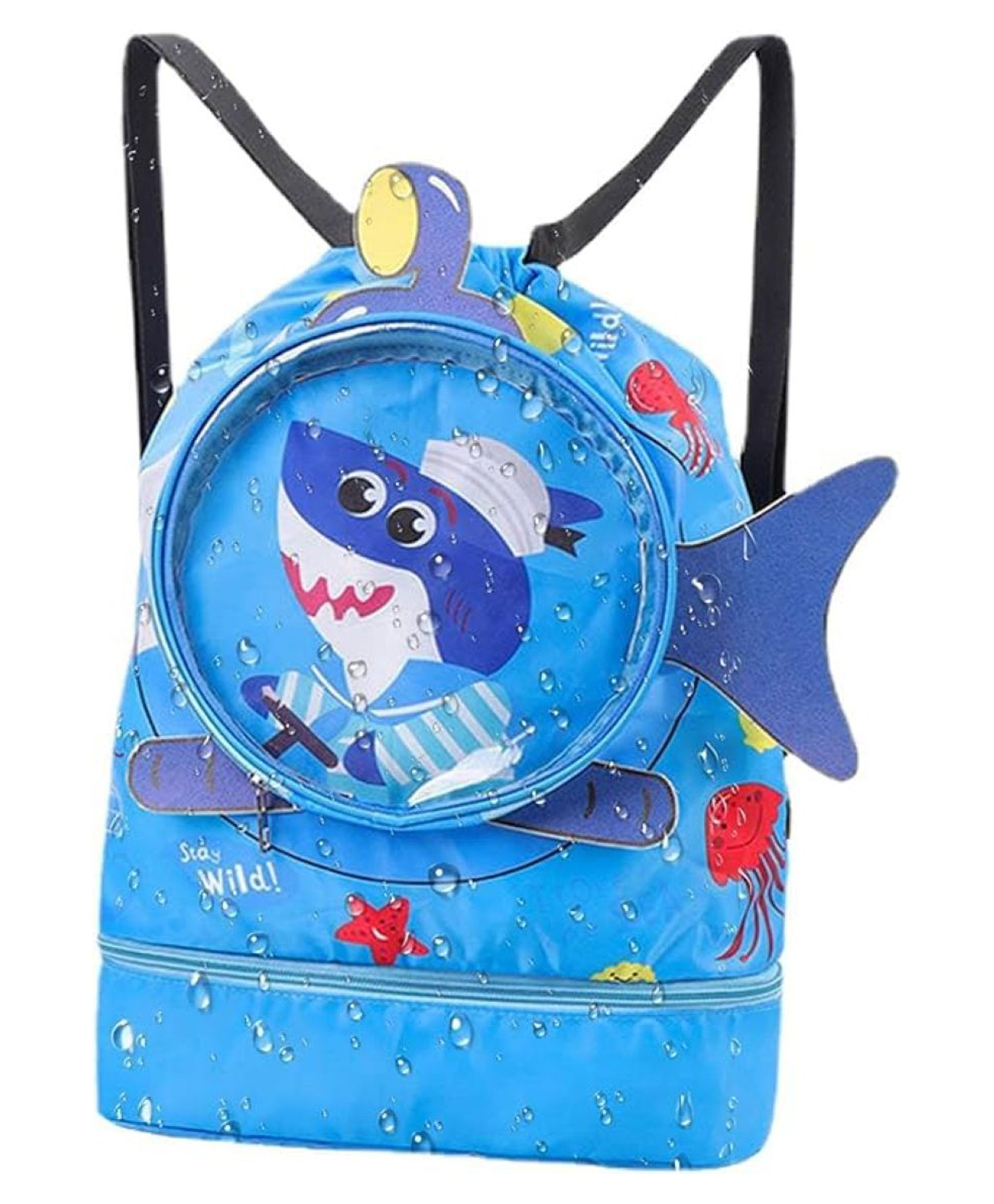 New Pinch Children's swimming bag dry and wet separation waterproof storage bag children's sports portable cute cartoon beach backpack (BLUE ) design main vary-image-48