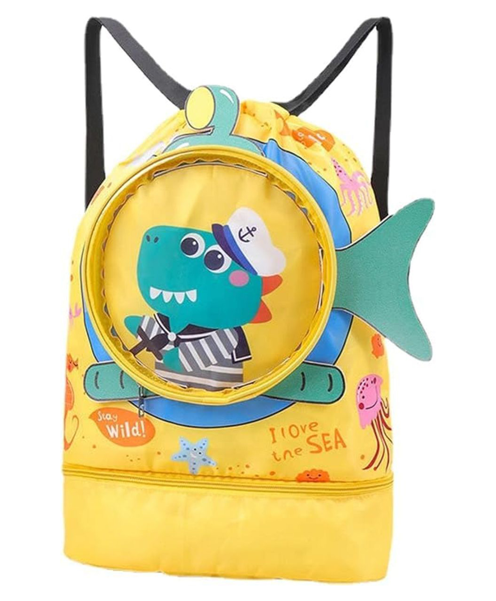 New Pinch Children's swimming bag dry and wet separation waterproof storage bag children's sports portable cute cartoon beach backpack (YELLOW) design may vary-image-31