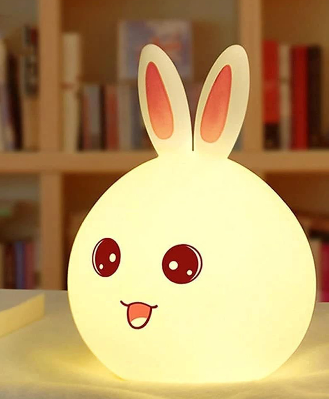 ADKD Adorable Cute Rabbit Silicone Night Lamp with Touch Control & Warm LED Light Rechargeable Bedside Lamp for Kids - (Color & Design May Vary)-picture-7