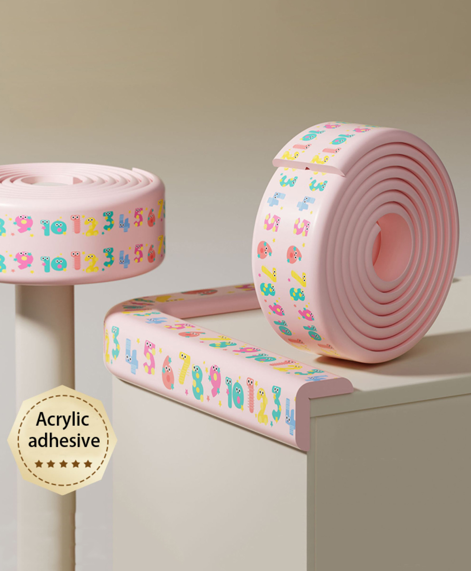 Numericals Printed Edge Guard for Babies 2 Metre Flat Cushion Strip for Table & Furniture Protection-image-1