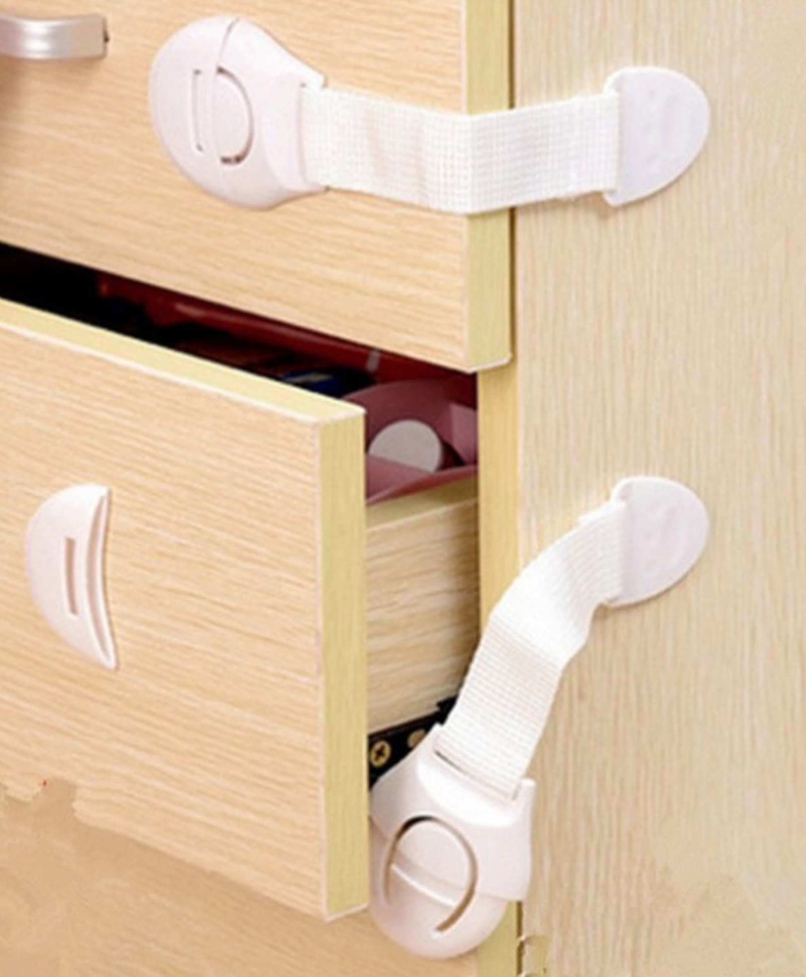 Multipurpose Safety Child Proof Cabinet & Drawer Locks Set of 10 - White-image-9