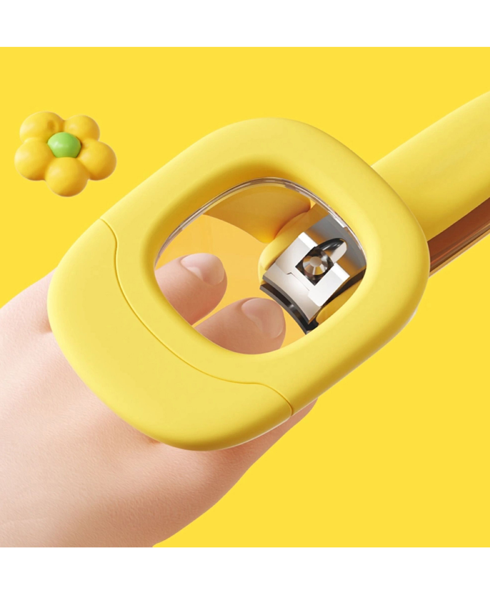 Baby Nail Clipper with LED Light Nail Collector & Magnifying Glass Manual Nail Cutter for Newborns & Kids | Safe Precise & Mess-Free Trimming - Yellow