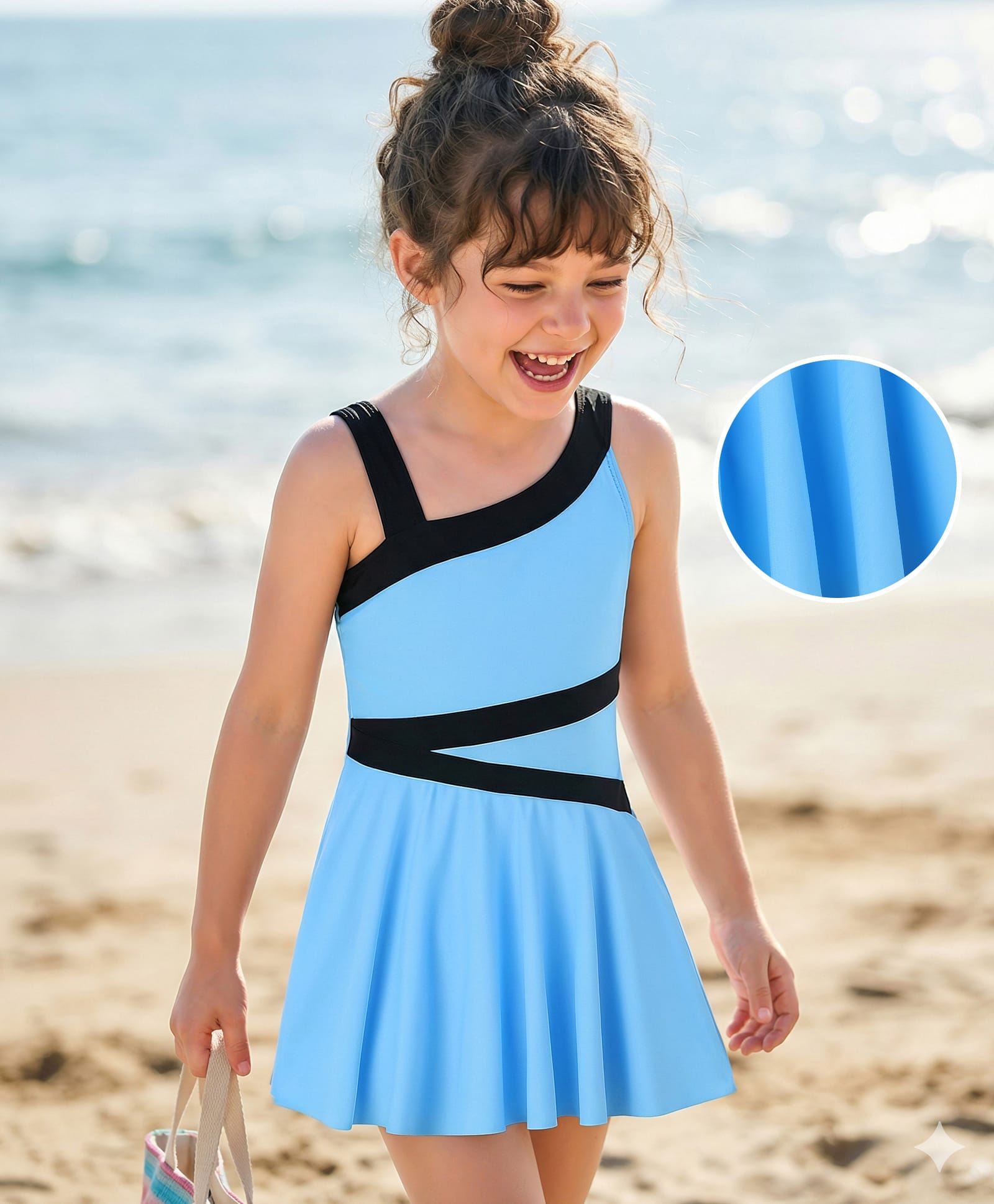 Mark & Mia Sleeveless Frock Swimsuit - Light Blue-image-19
