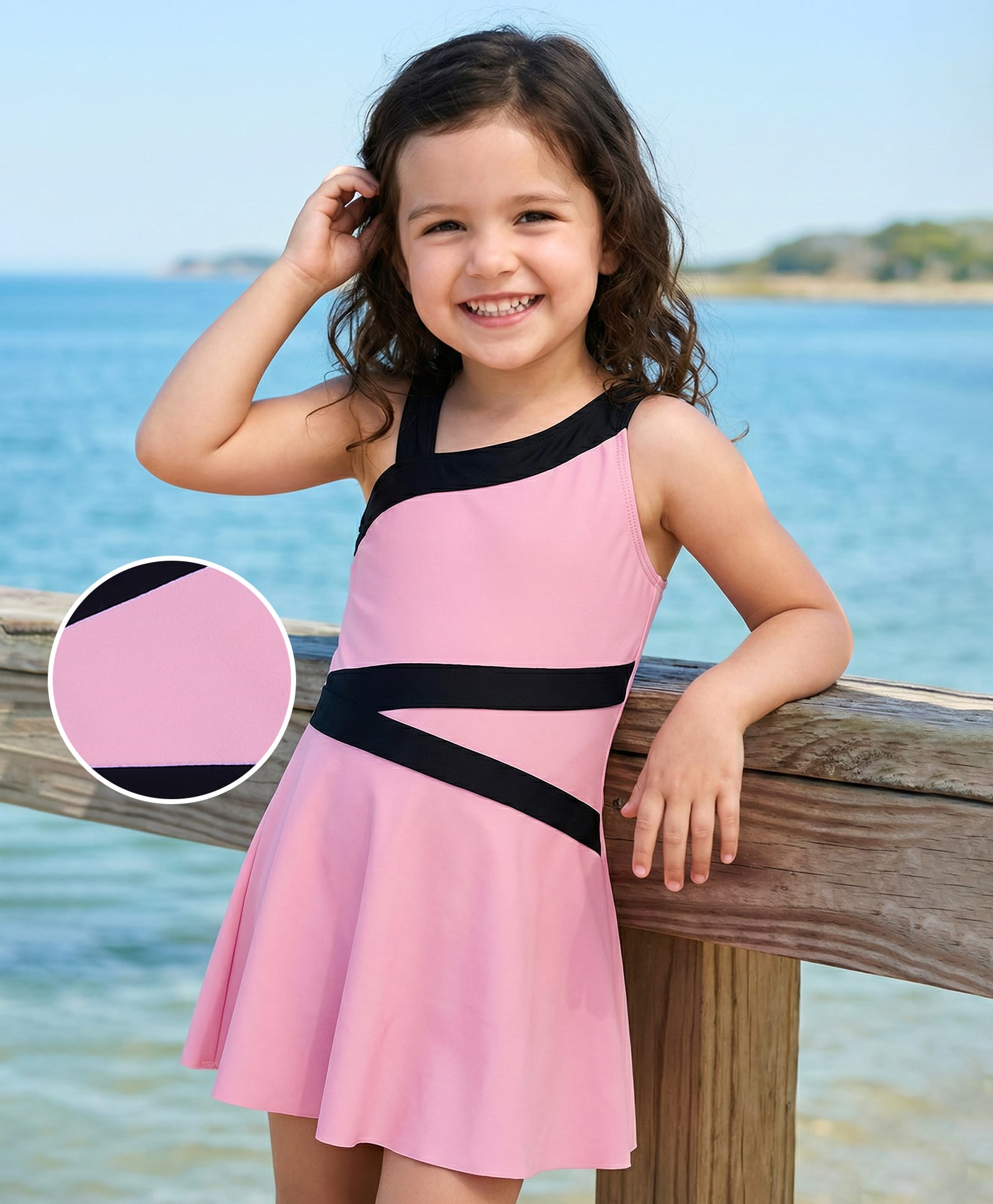 Mark & Mia Sleeveless Frock Swimsuit With Lining - Pink-image-40