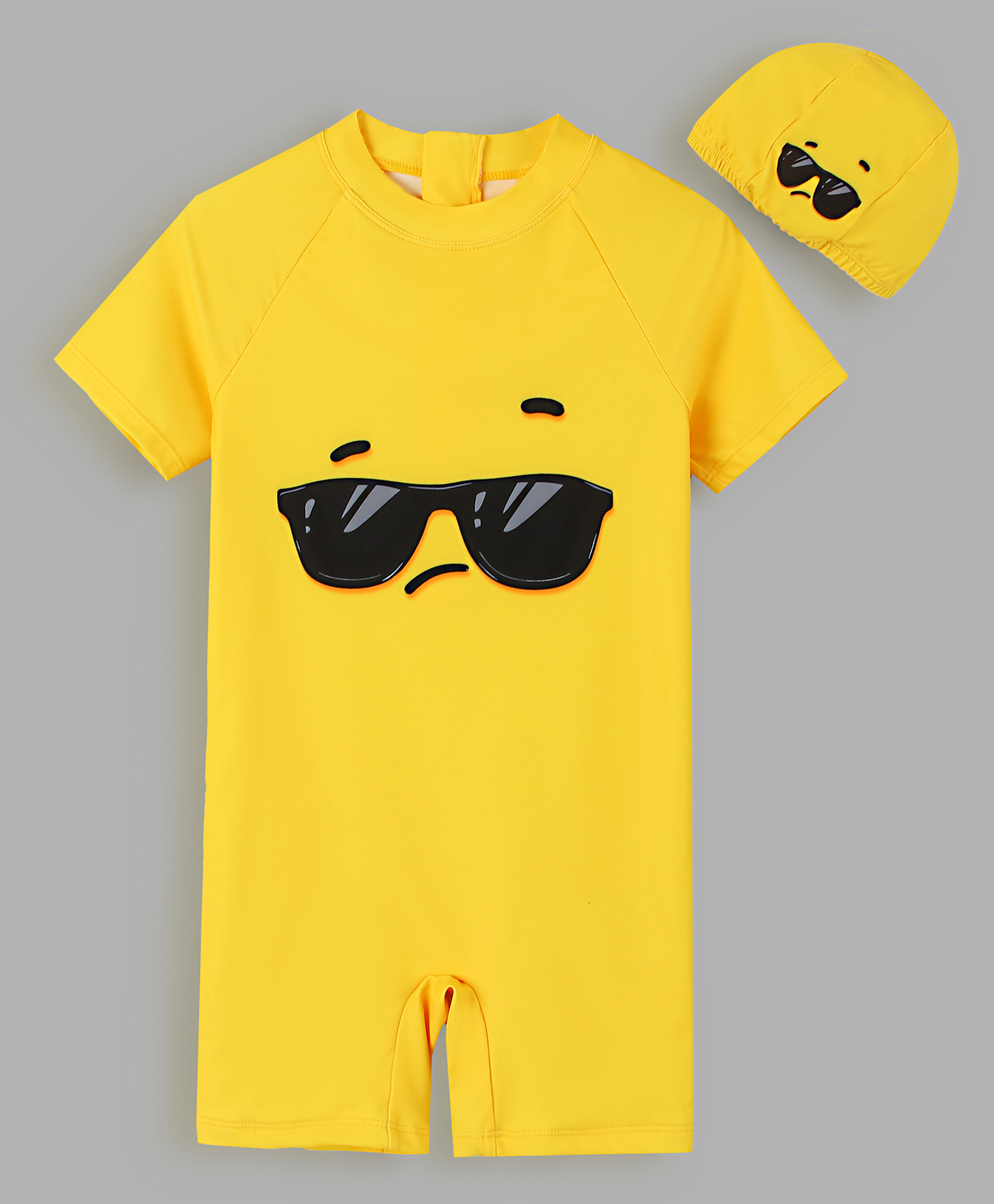 Mark & Mia Half Raglan Sleeves Legged Swimsuit With Goggles Print & Cap - Yellow-image-17