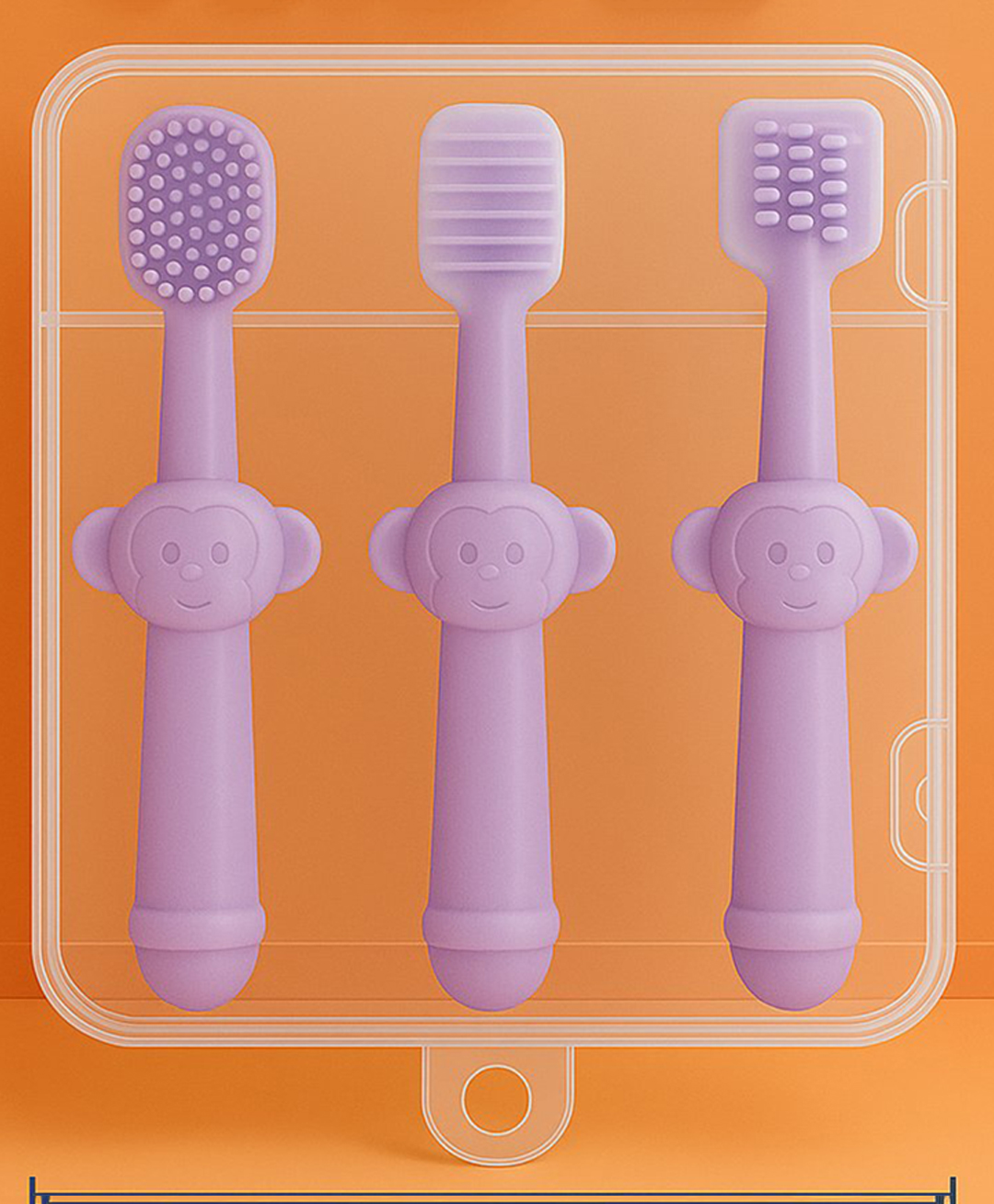 KIDS BASIC Baby Toothbrush 3 In 1 Silicone Toothbrush Set - Purple-image-21