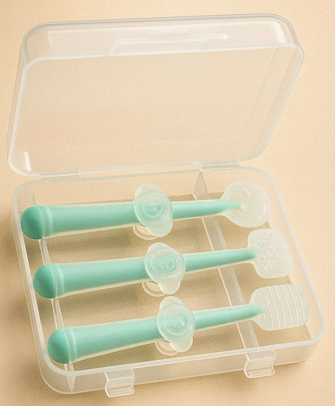 KIDS BASIC Baby Toothbrush 3 In 1 Silicone Toothbrush Set- Golden-image-42