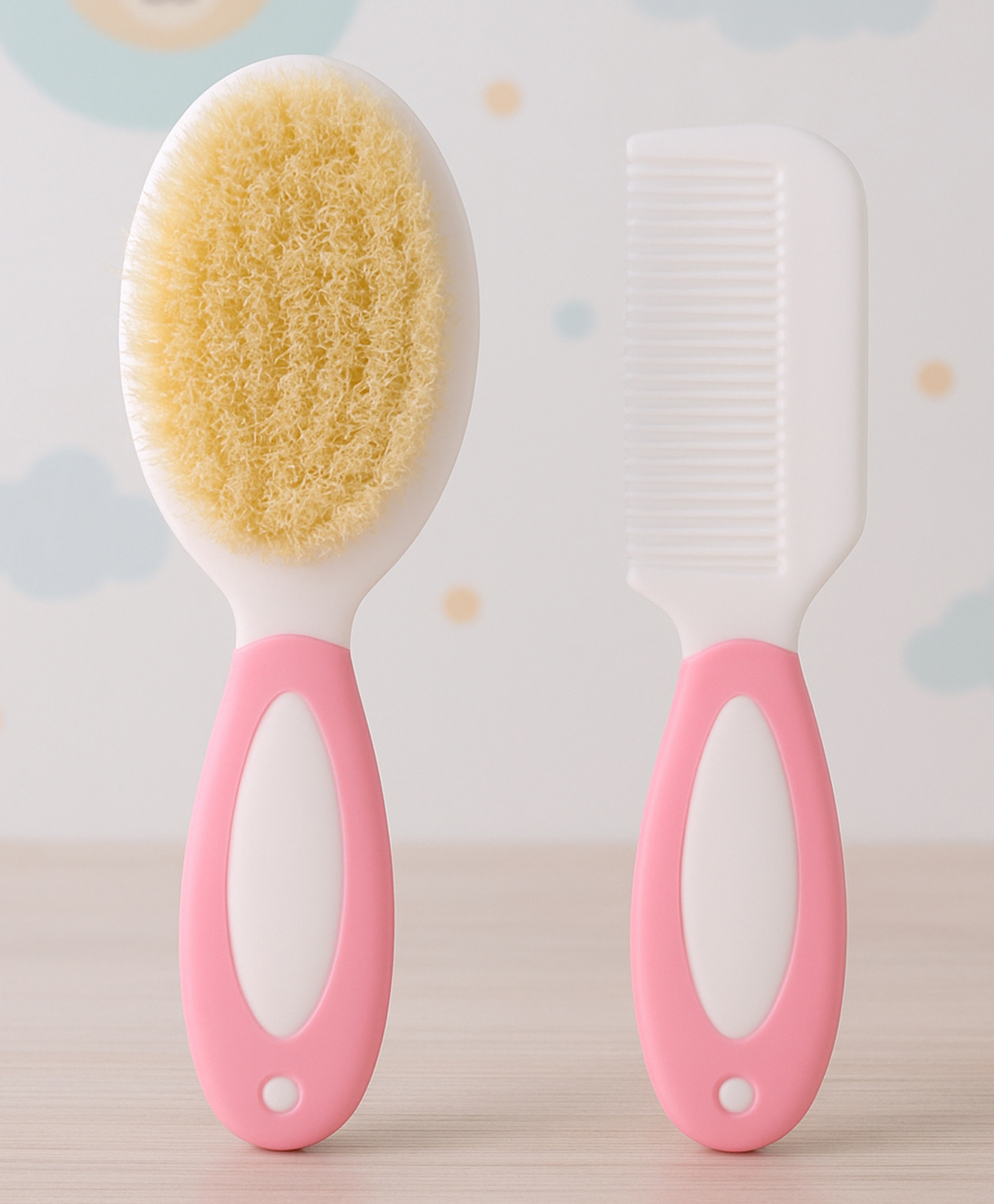 KIDS BASIC Baby Hair Comb & Brush Set | Soft Natural Bristles Brush - Pink-image-20
