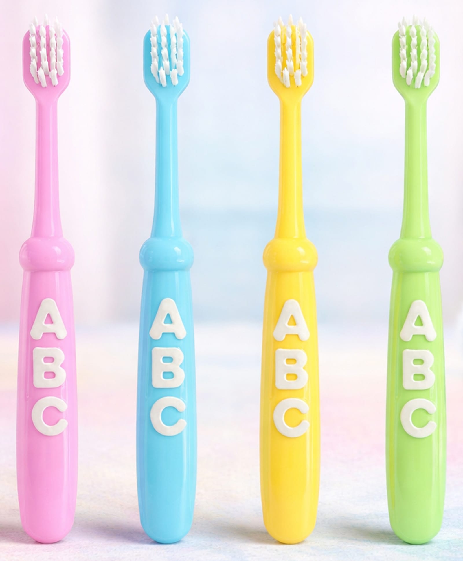 KIDS BASIC Cute Handle Soft Bristle With Tongue Scrapper Kids Toothbrush - Pink, Blue, Yellow & Green (Pack of 4)-image-37