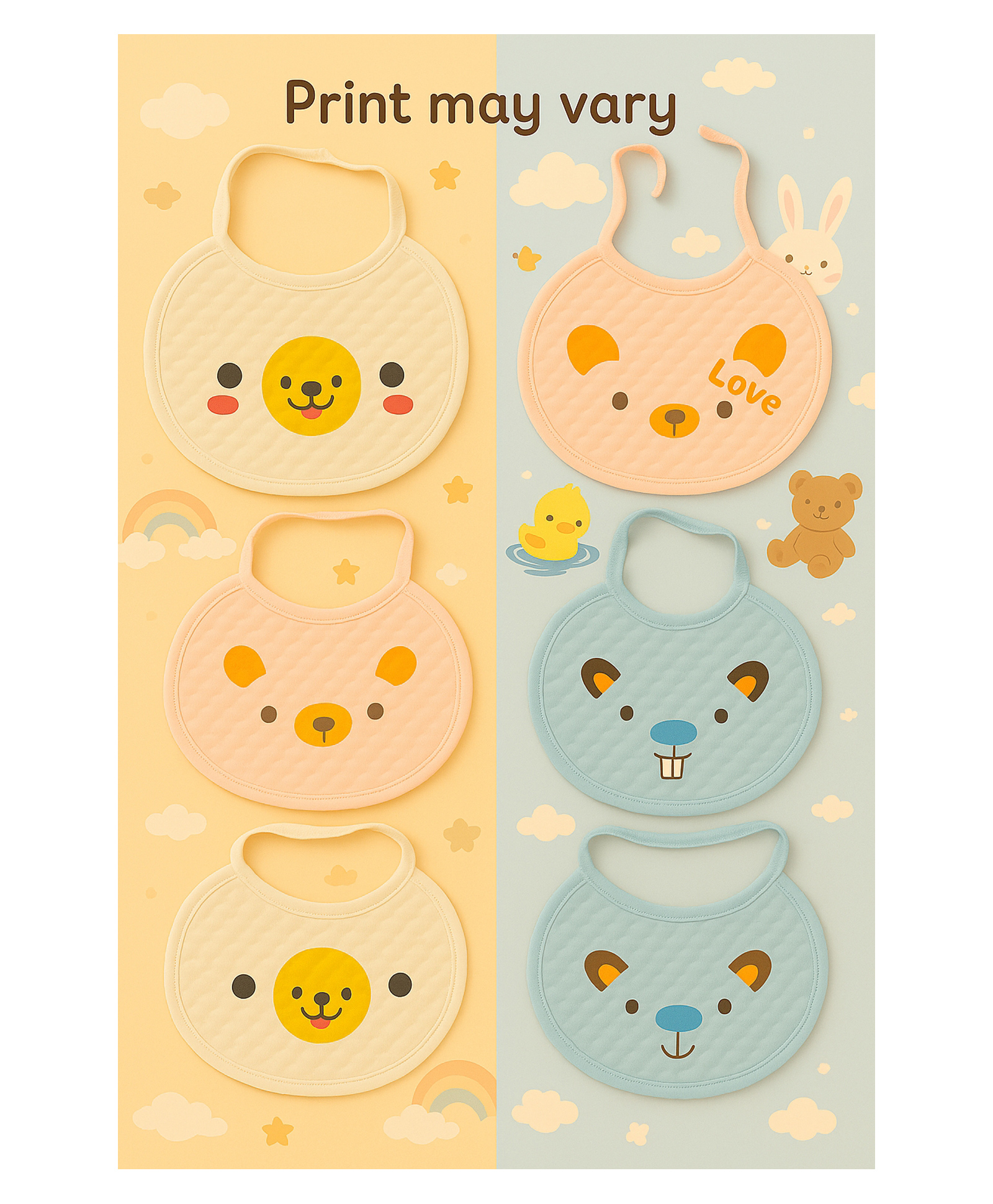 KIDS BASIC Baby Knot-Tie Printed Bibs - Blue & Pink (Pack of 6)-image-25