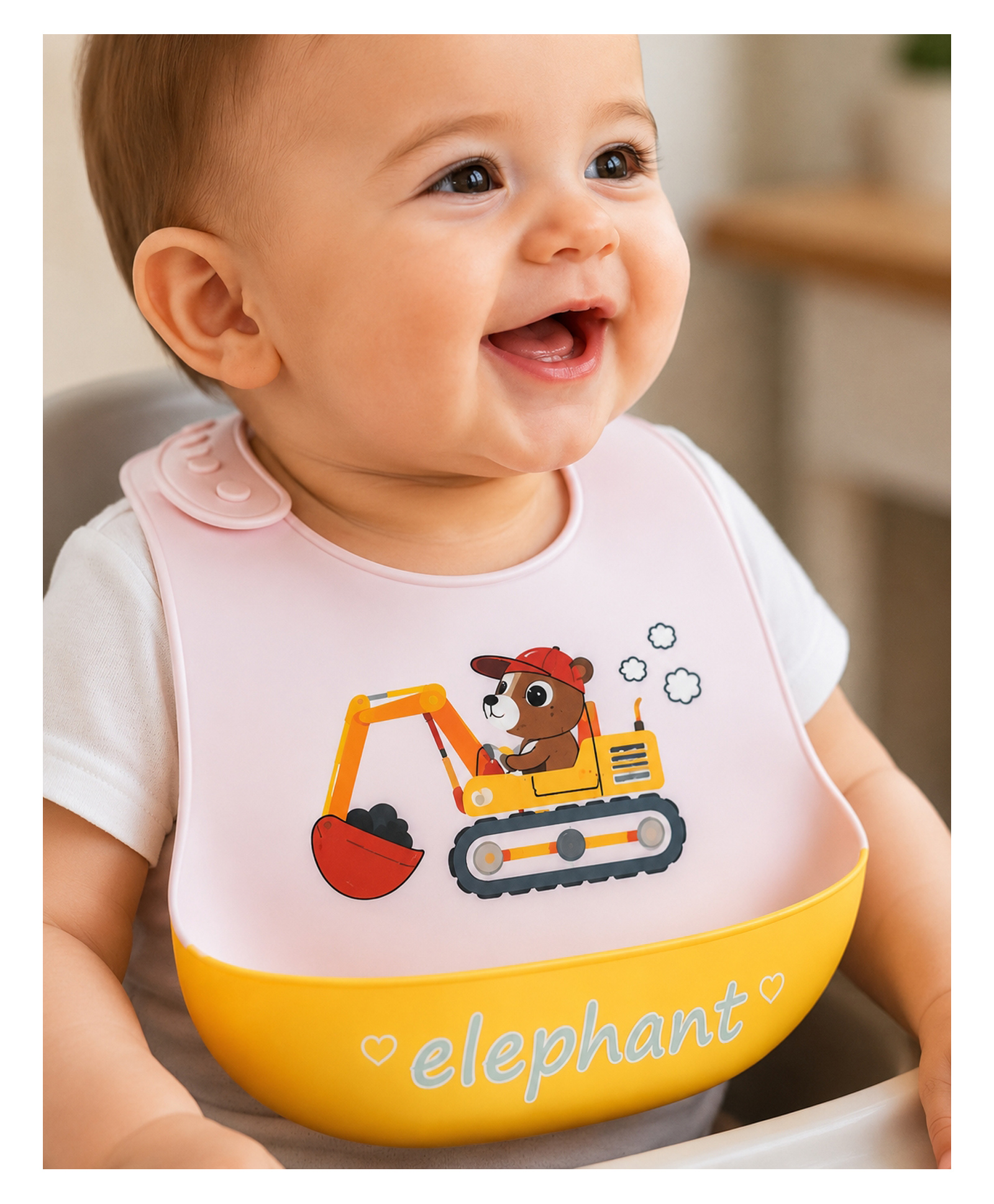 KIDS BASIC Soft Silicone Baby Bib with Food Pocket , Waterproof & Adjustable , Cute Frog Design - Green (Pack of 1)-image-38