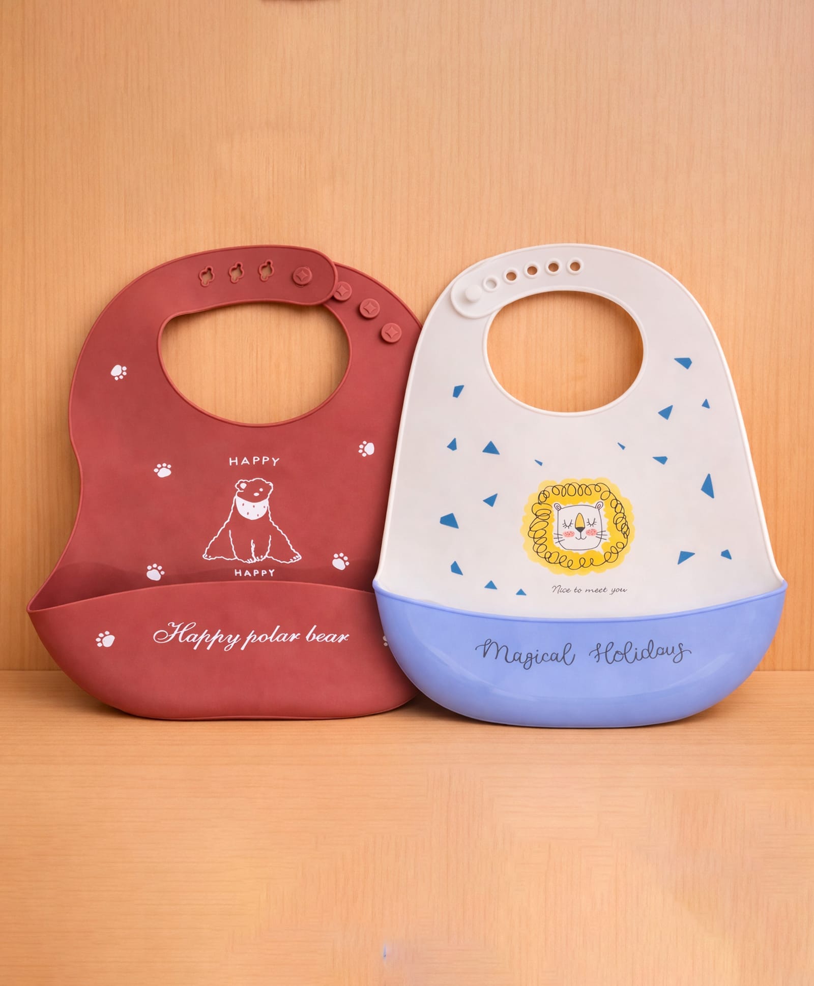 KIDS BASIC Soft Silicone Baby Bib with Food Pocket , Waterproof & Adjustable - Grey & Mustard (Pack of 2)-image-27