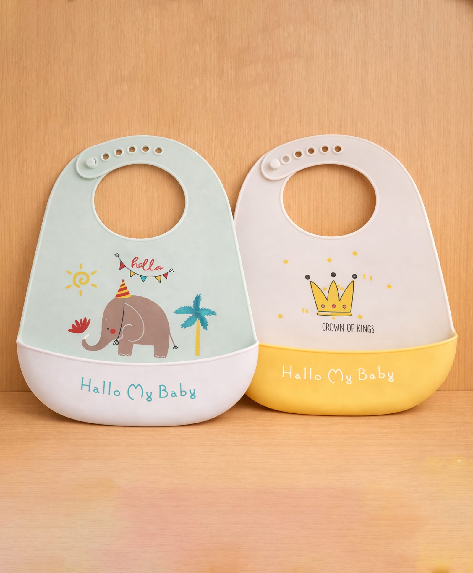 KIDS BASIC Soft Silicone Baby Bib with Food Pocket , Waterproof & Adjustable - Grey & Blue (Pack of 2)-picture-25